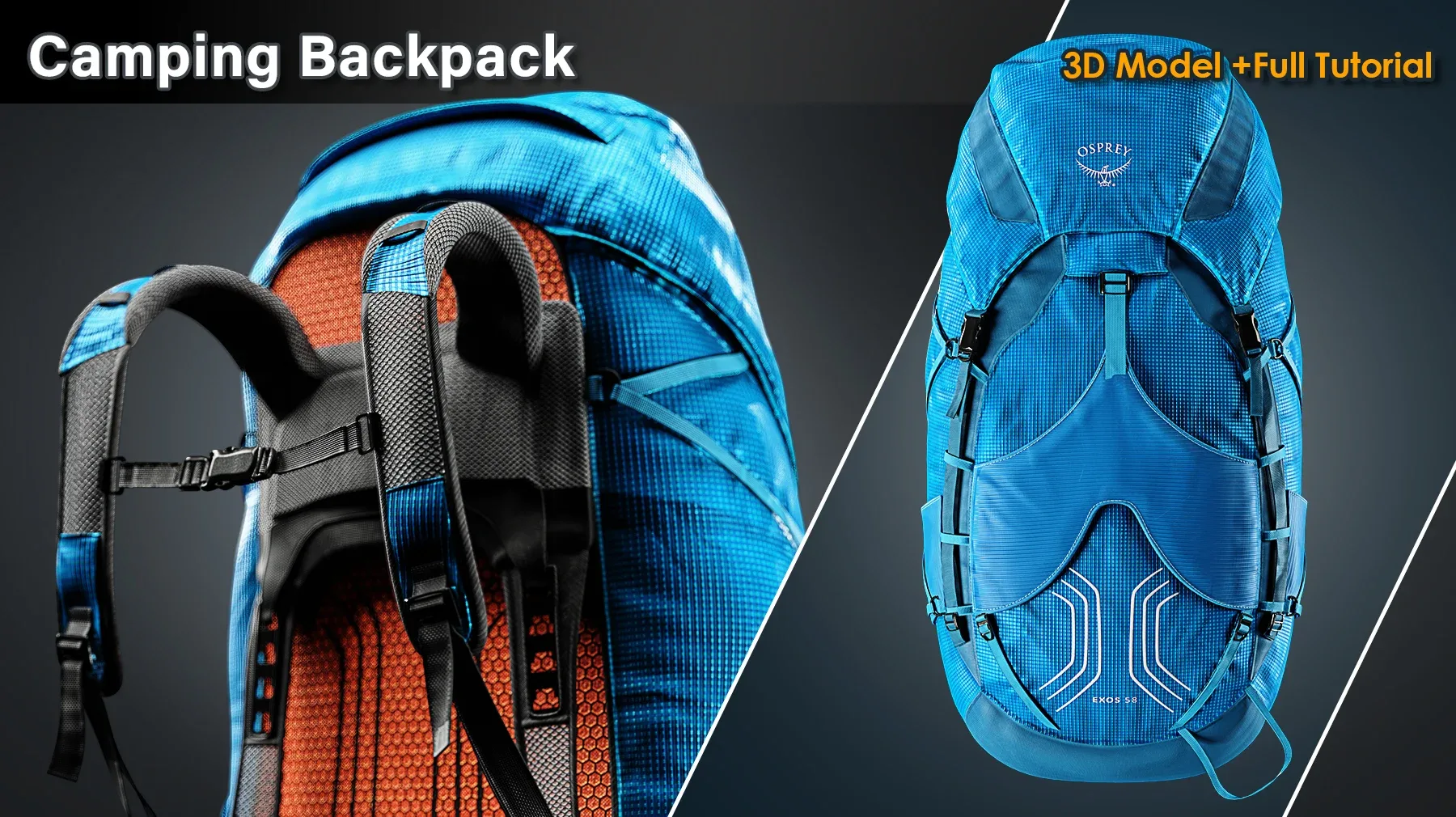 Camping Backpack / 3D Model + Full Tutorial