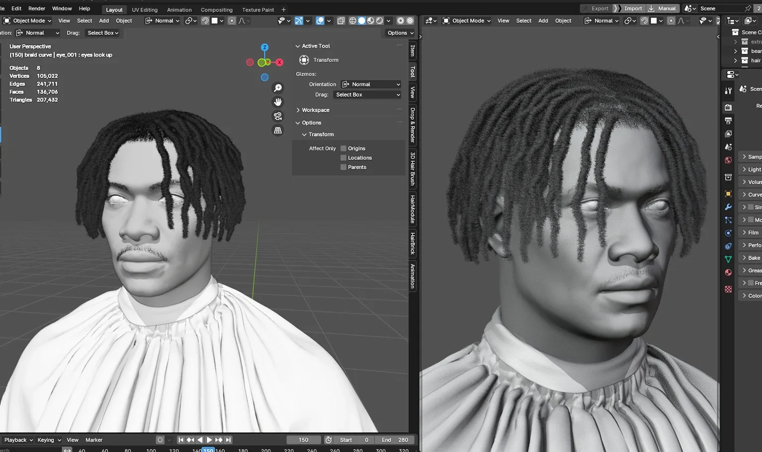 PixelHair Hairstyle - Ken Carson Dreads 020 (Hair for blender/ unreal engine / metahuman) Afro hair | Kinky hair | 4c Hair | African / African American Hair