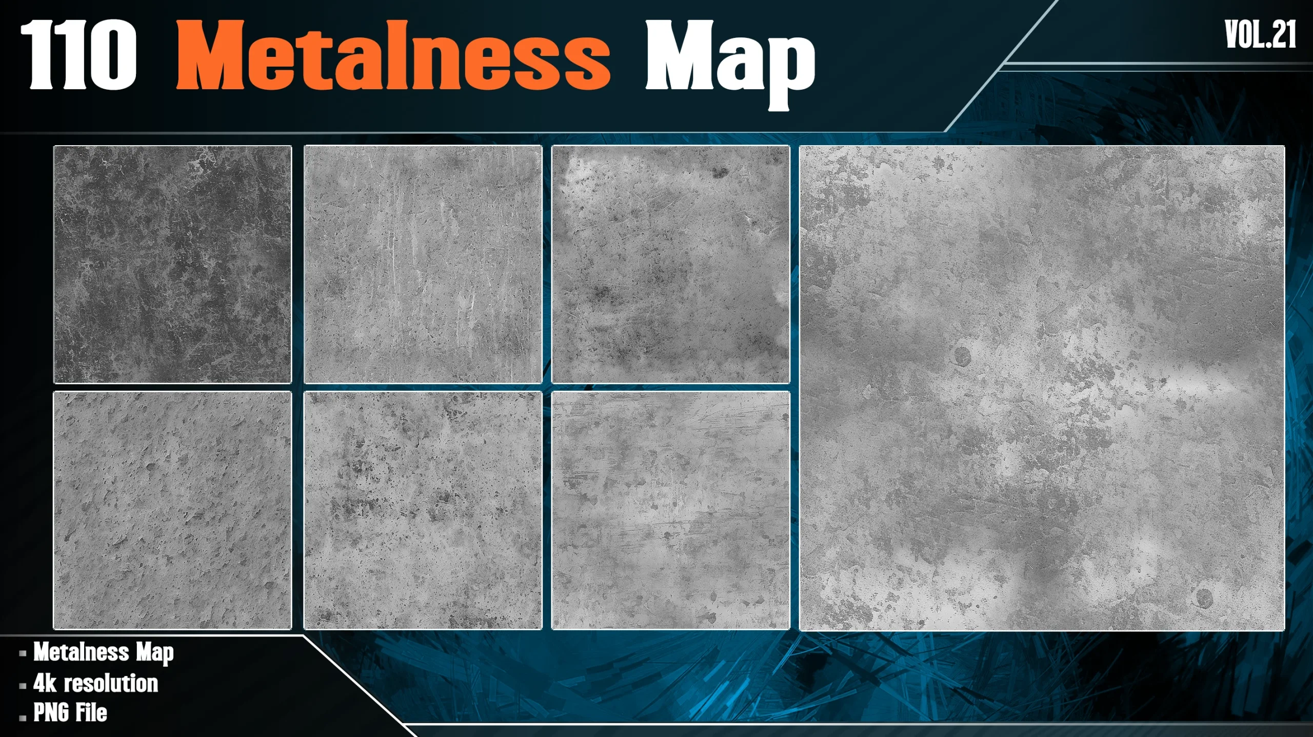 110 Metalness Map - Vol.21 ( 4K PNG )