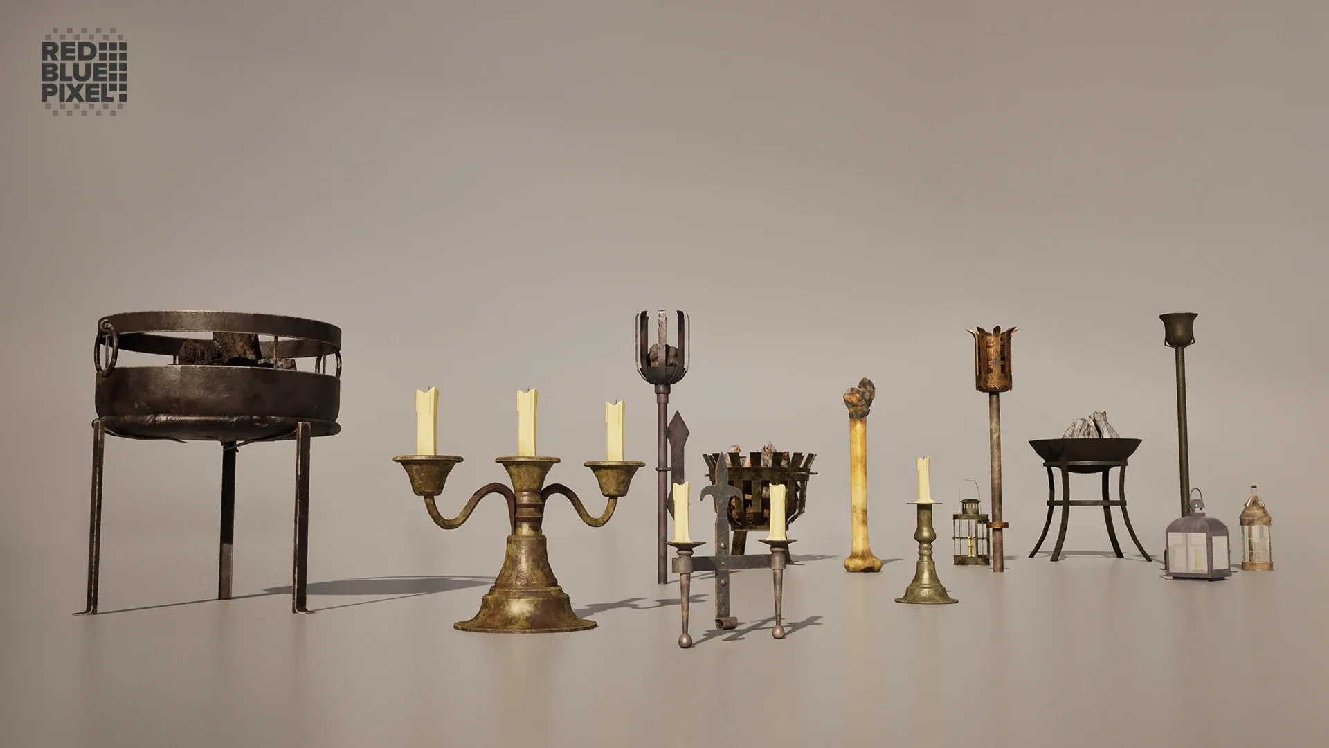 Medieval Torches and Candlesticks