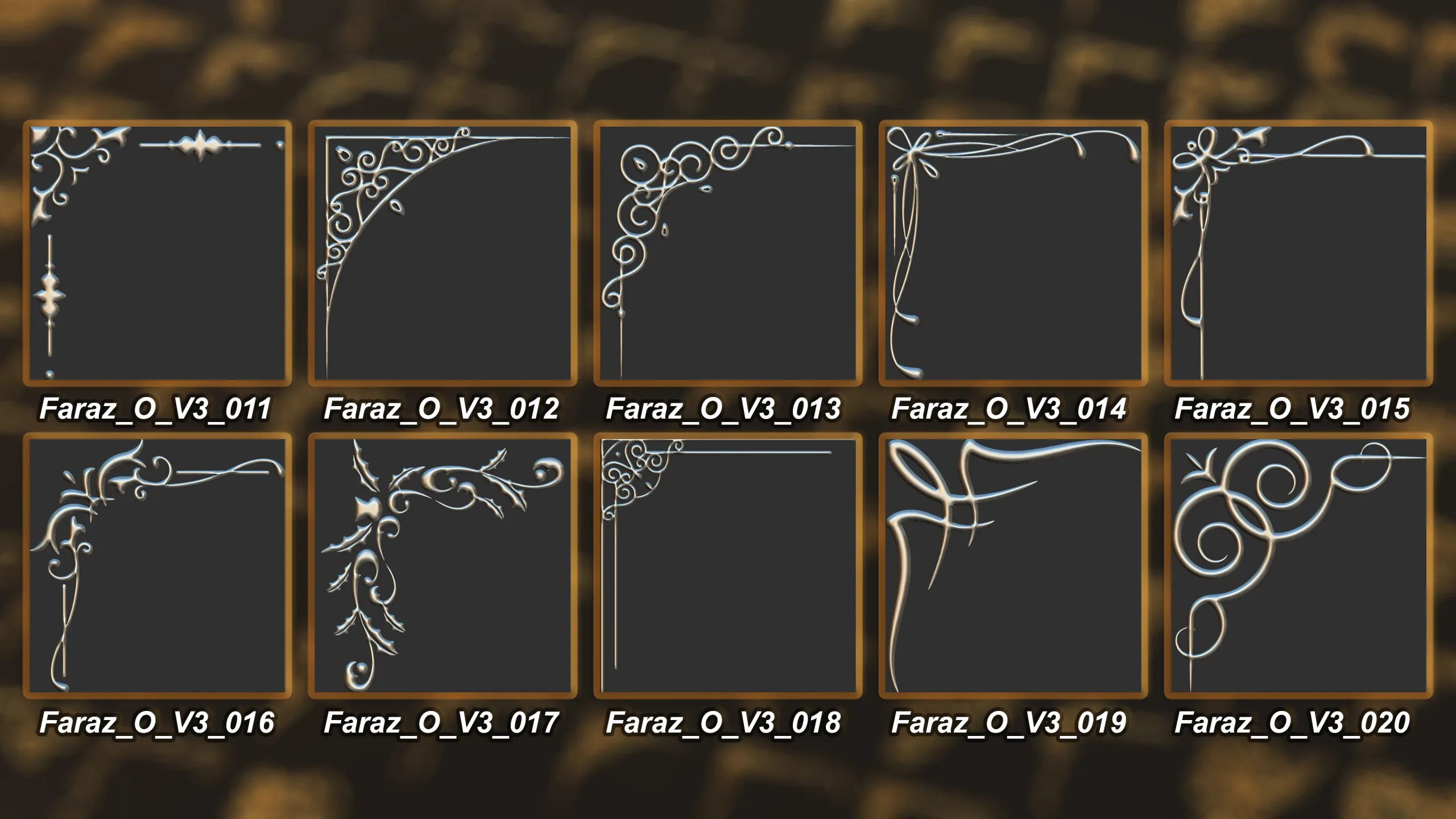 230 Ornament Brush + Alphas + 3D model vol 3 .