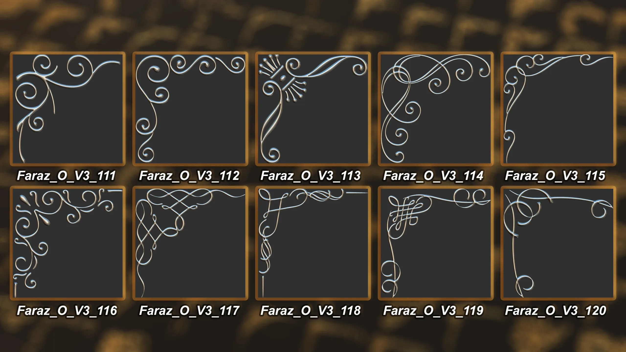 230 Ornament Brush + Alphas + 3D model vol 3 .