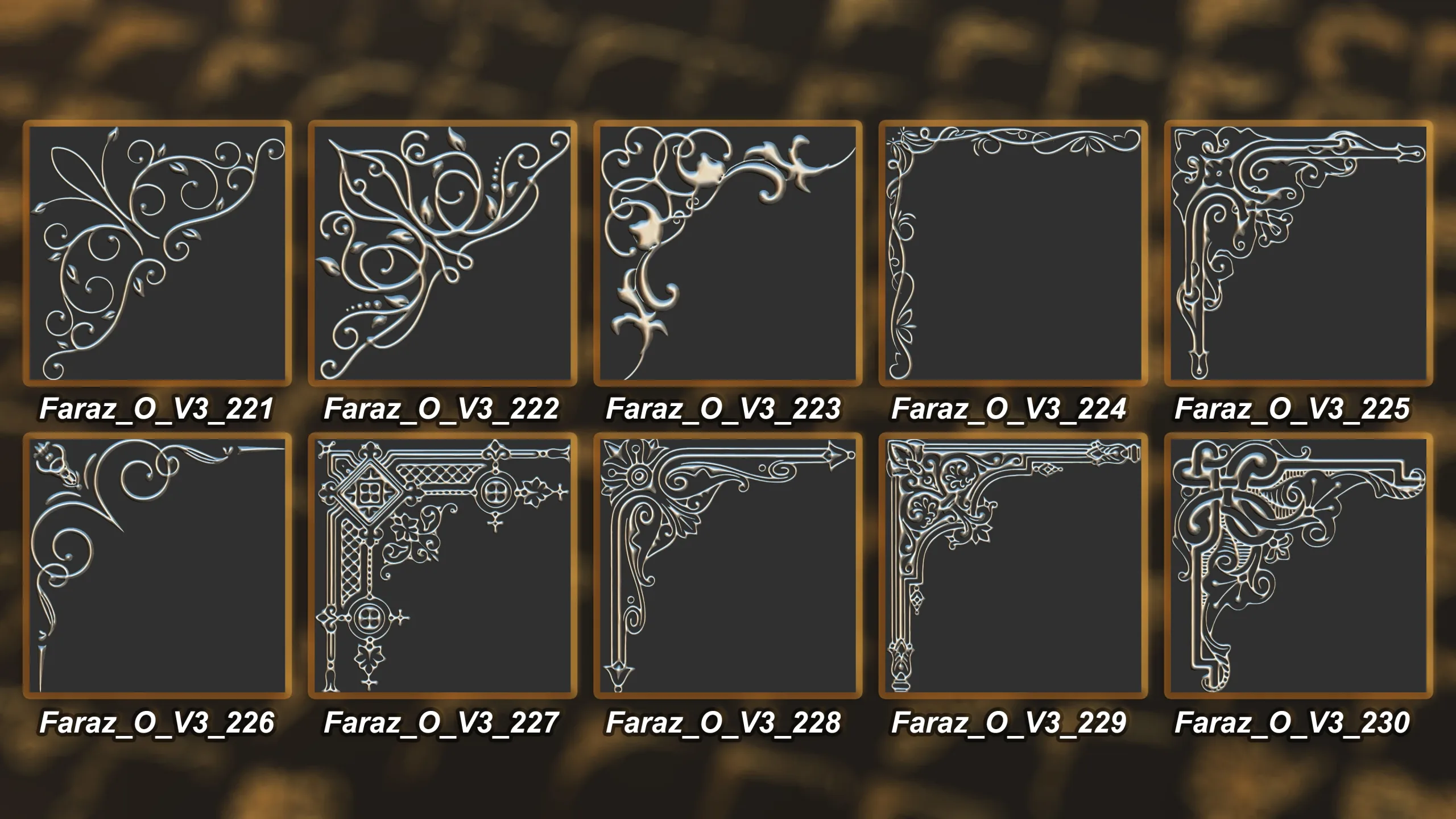 230 Ornament Brush + Alphas + 3D model vol 3 .
