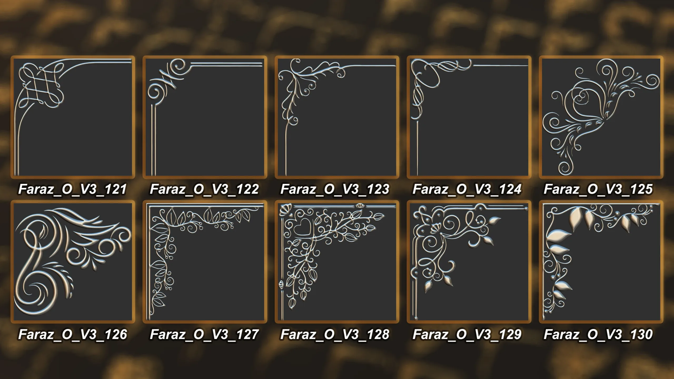 230 Ornament Brush + Alphas + 3D model vol 3 .