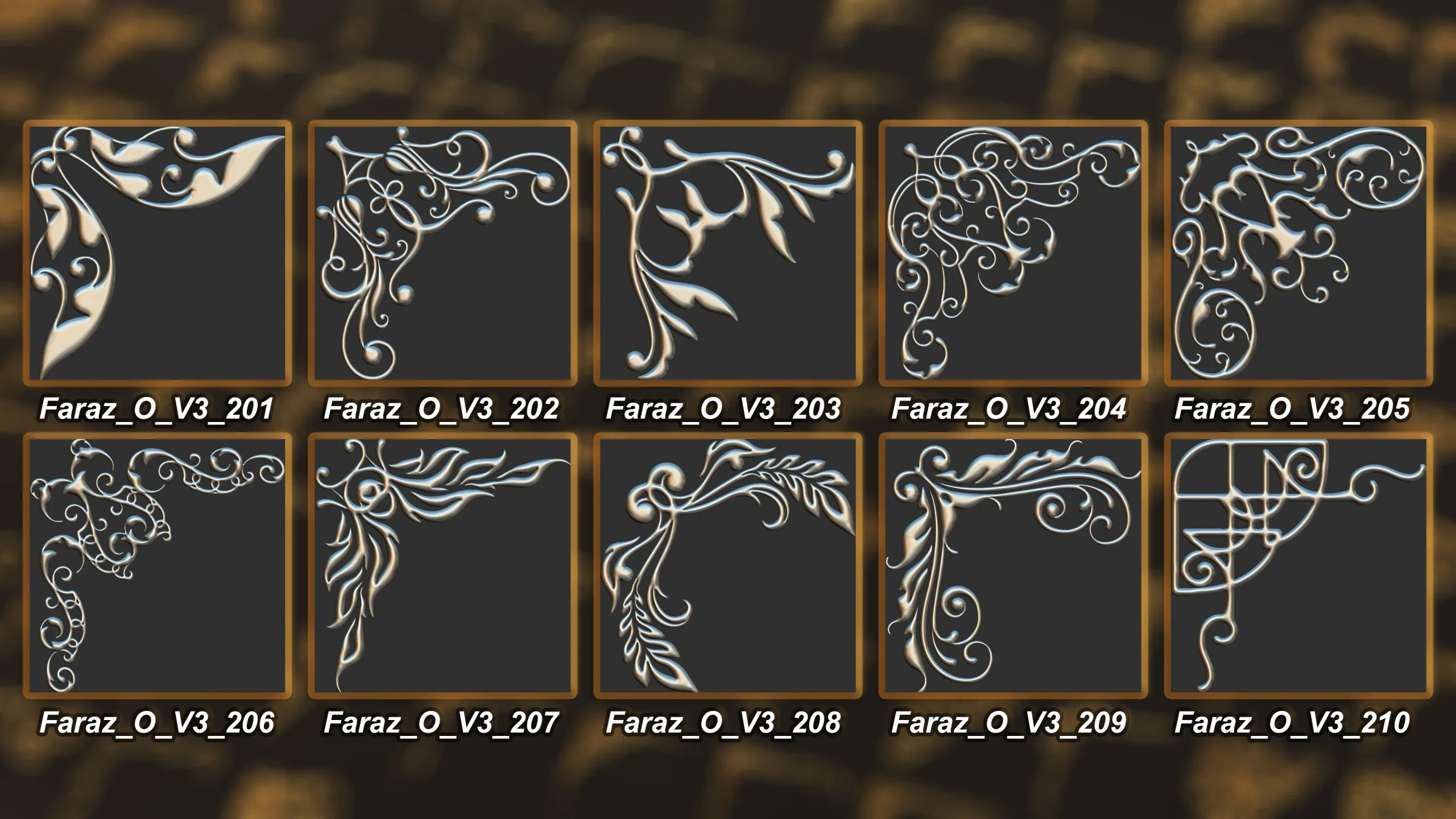 230 Ornament Brush + Alphas + 3D model vol 3 .