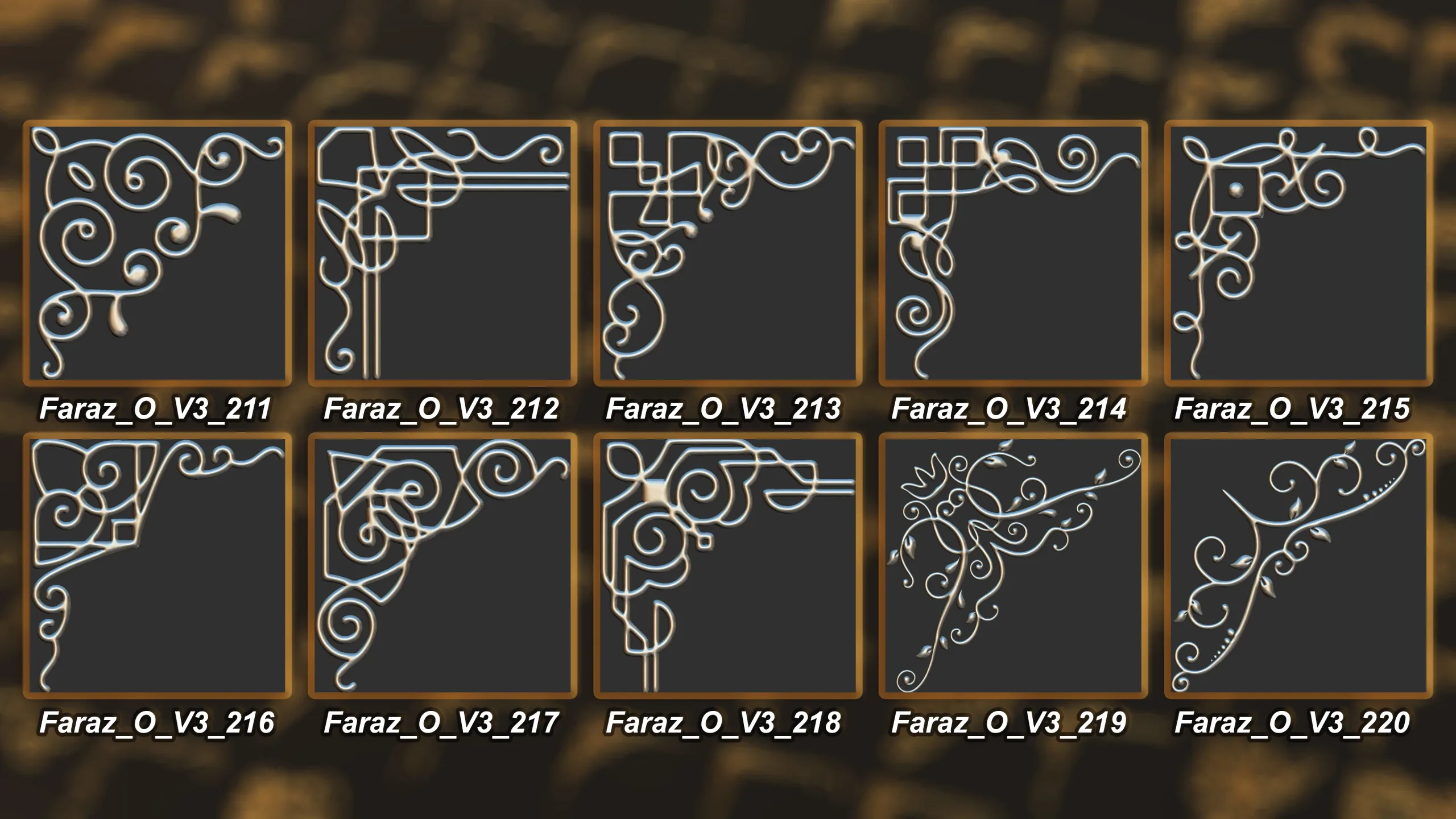 230 Ornament Brush + Alphas + 3D model vol 3 .