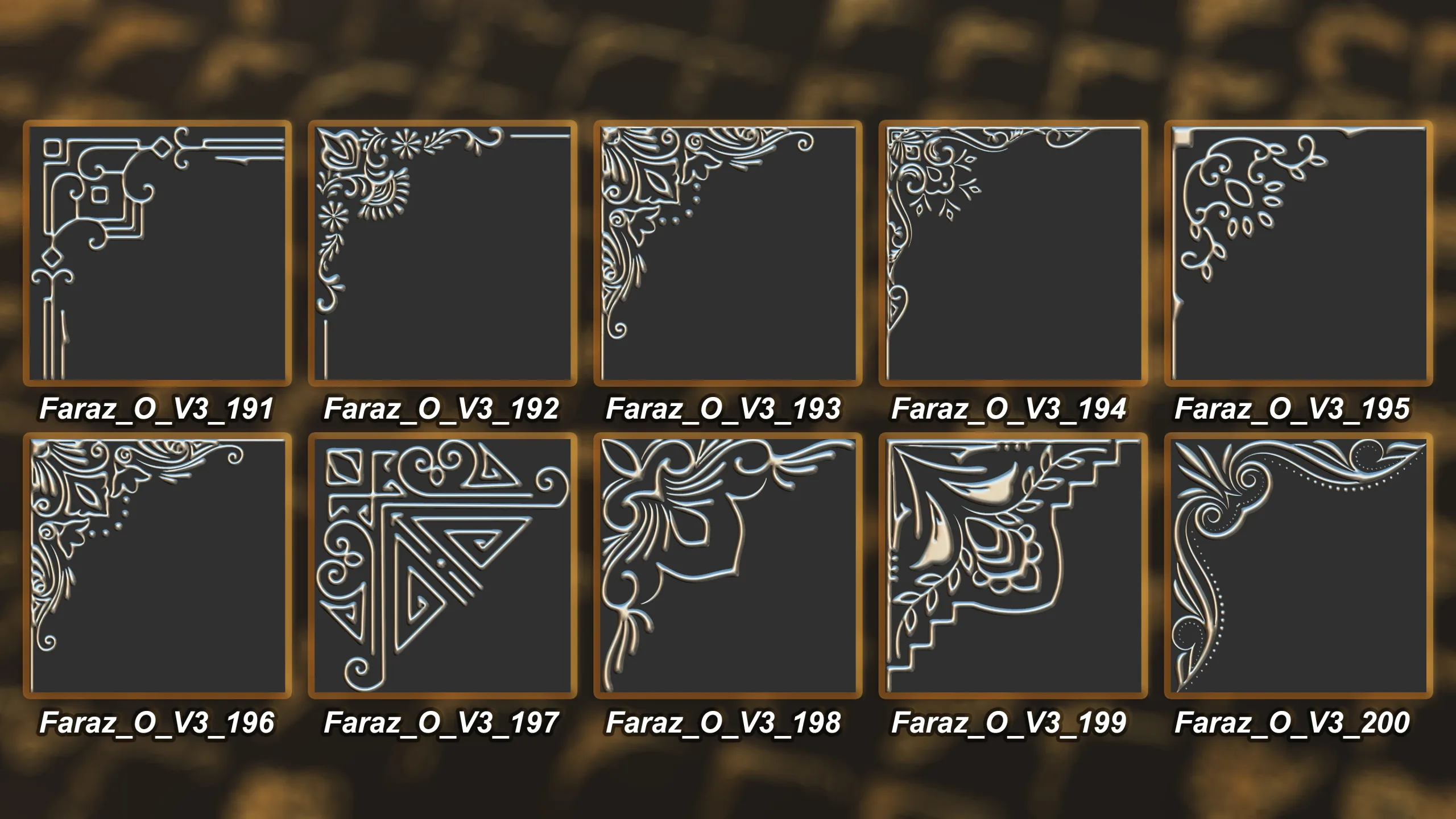 230 Ornament Brush + Alphas + 3D model vol 3 .