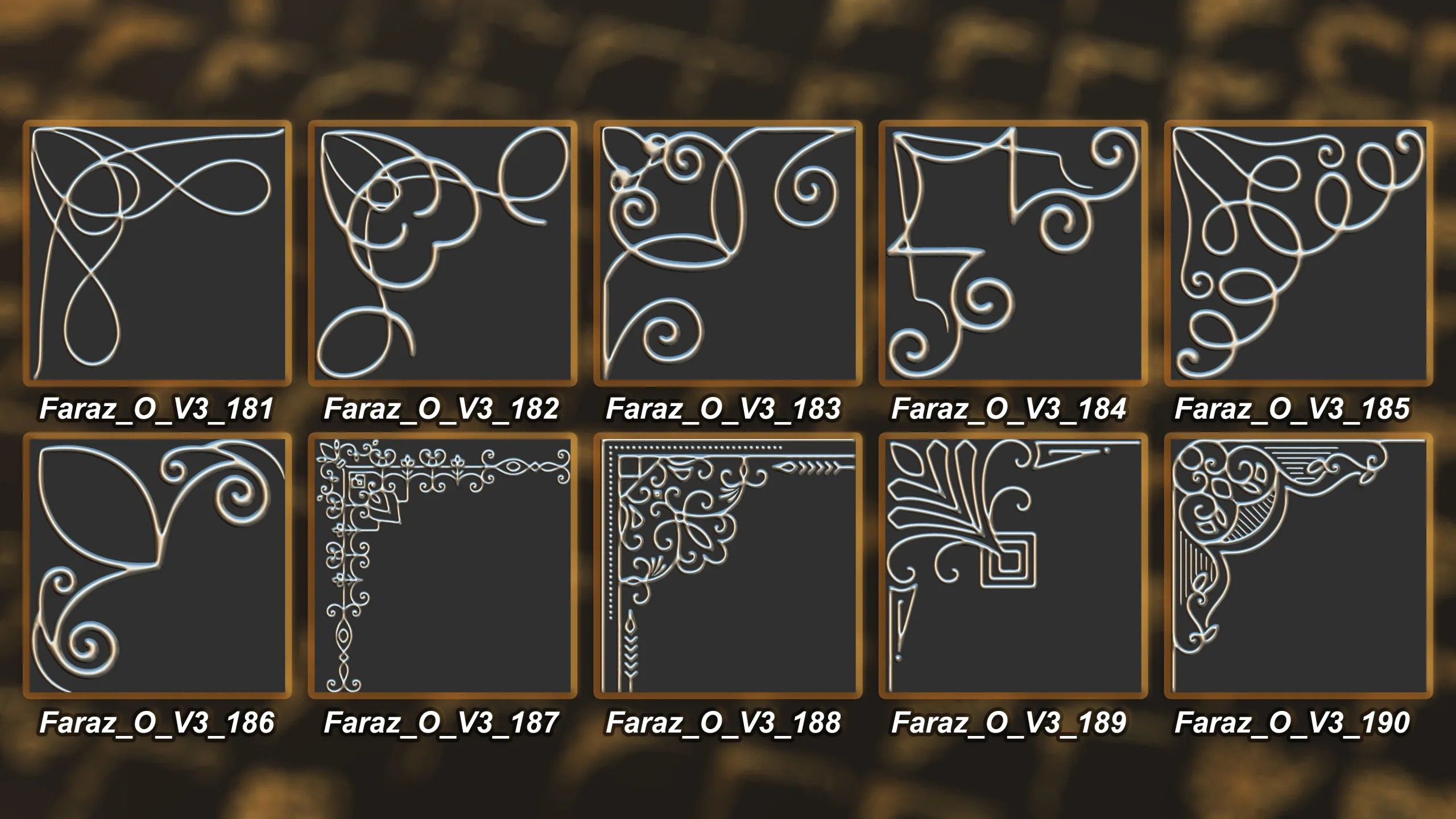 230 Ornament Brush + Alphas + 3D model vol 3 .