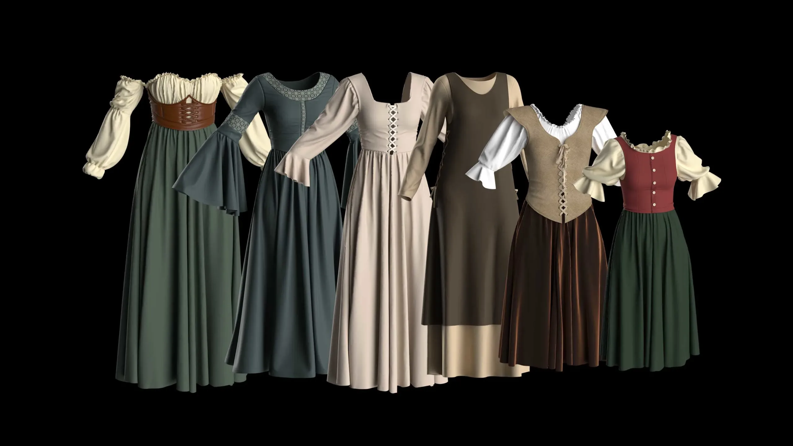 6 MEDIEVAL WOMEN CLOTH