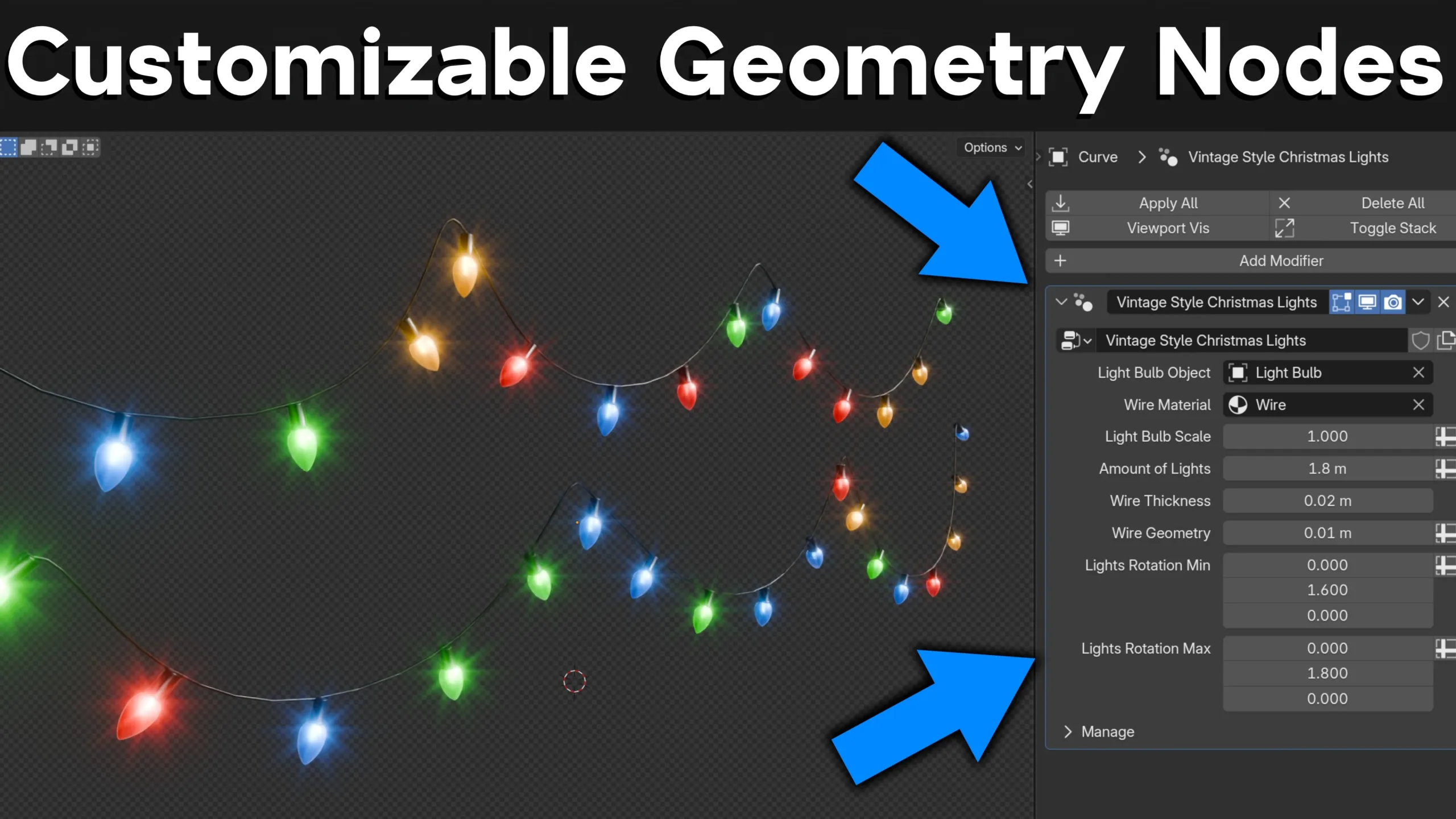 Vintage Style Christmas Lights💡(Geometry Nodes)