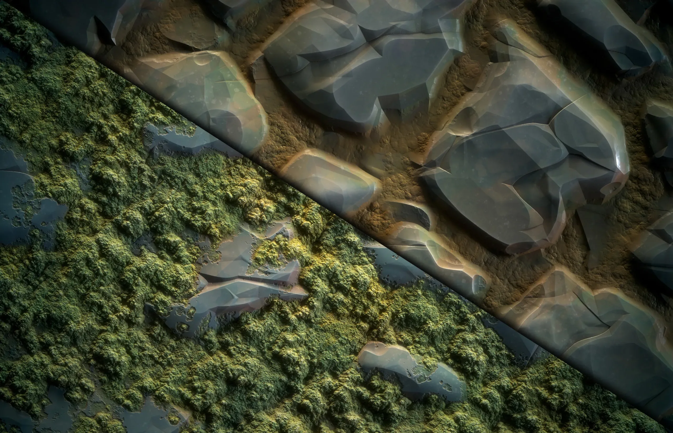 Stone Floor & Moss (Stylized) - Vol 18 - SBS & SBsar & Maps