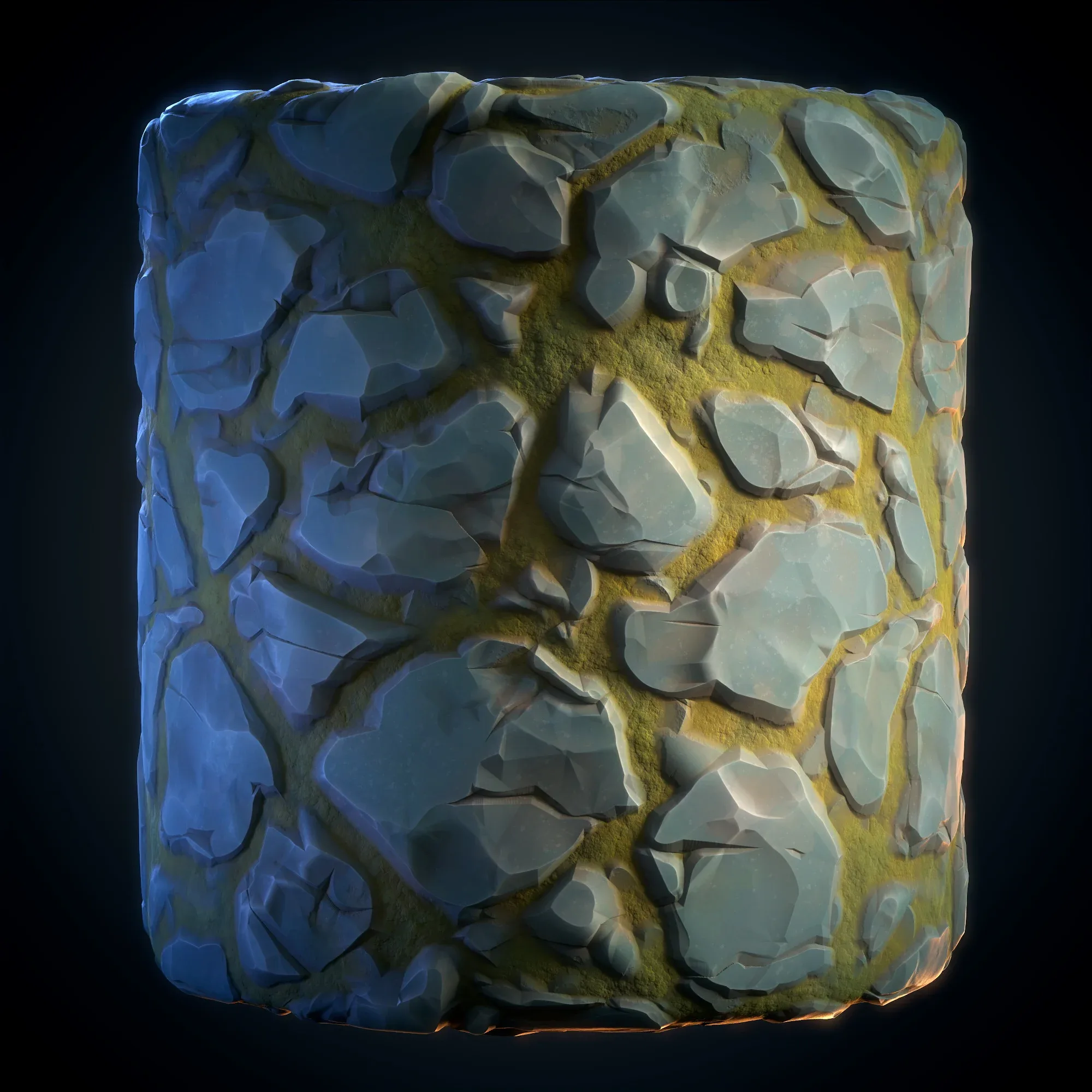 Stone Floor & Moss (Stylized) - Vol 18 - SBS & SBsar & Maps