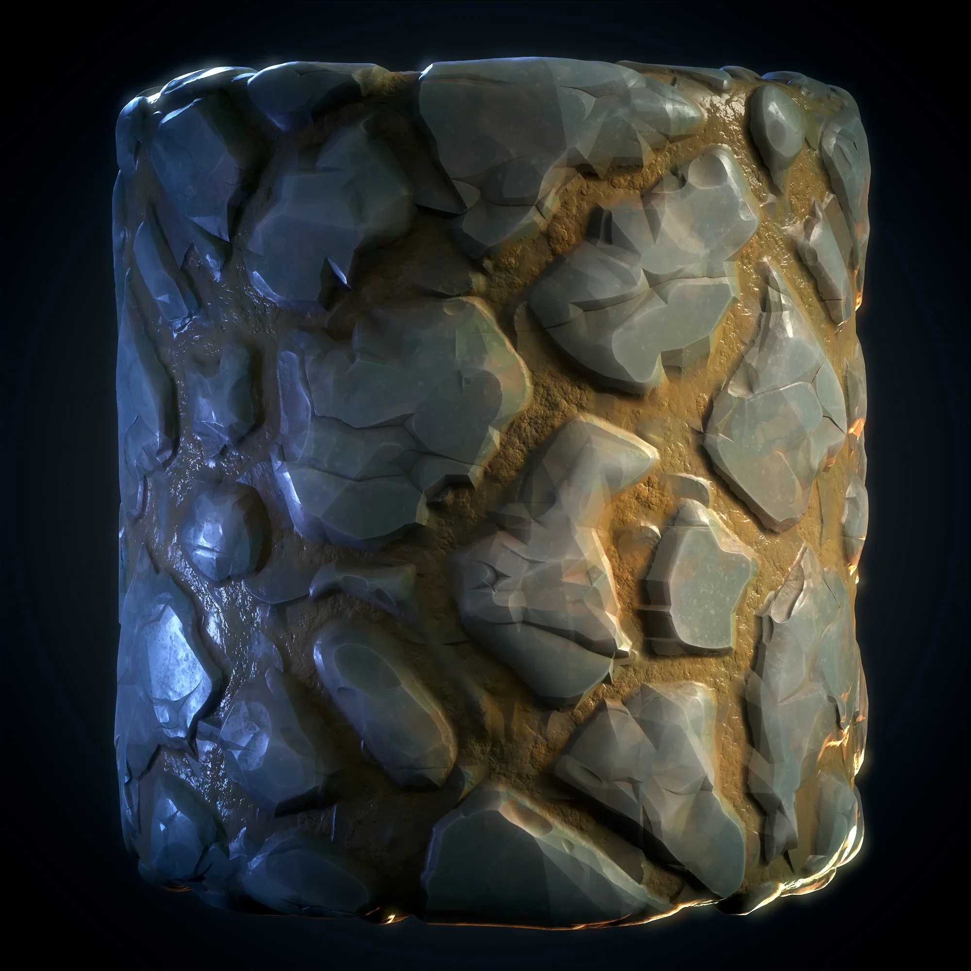 Stone Floor & Moss (Stylized) - Vol 18 - SBS & SBsar & Maps