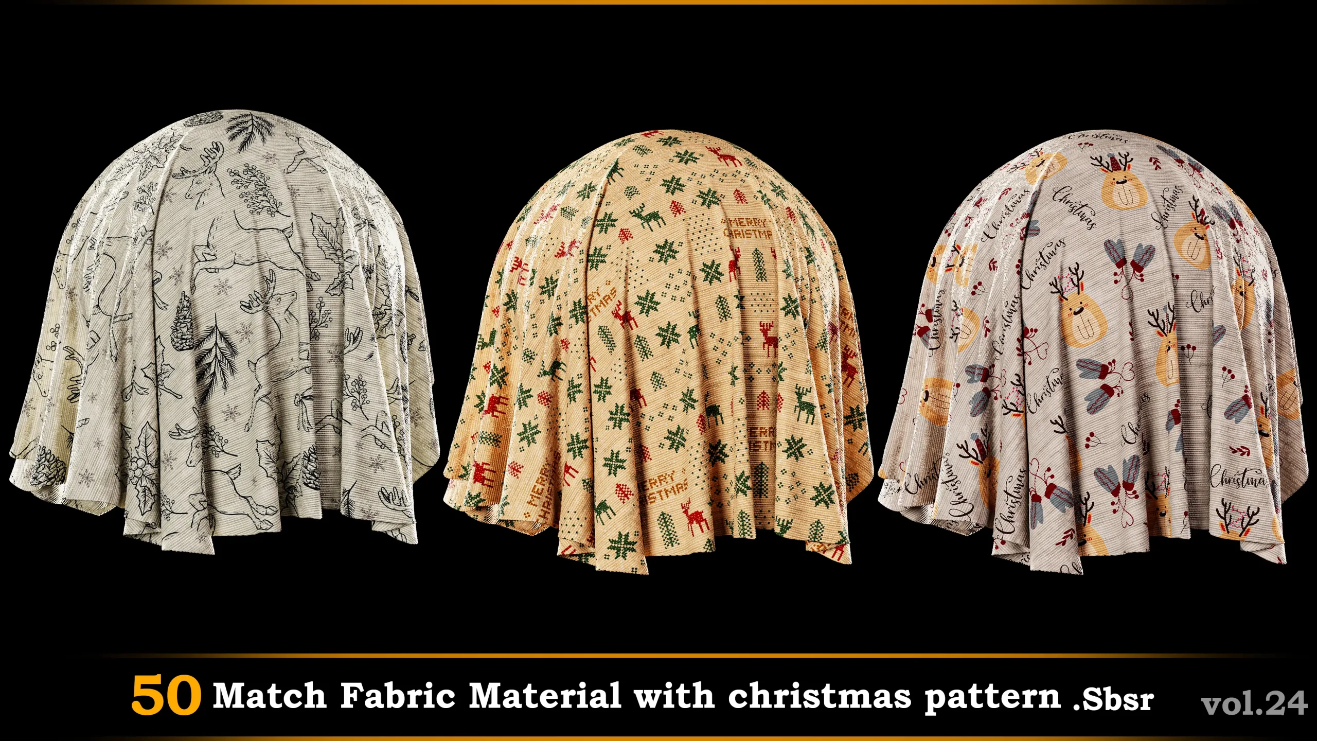 50 Match Fabric Material with Christmas pattern_SBSR.vol.24