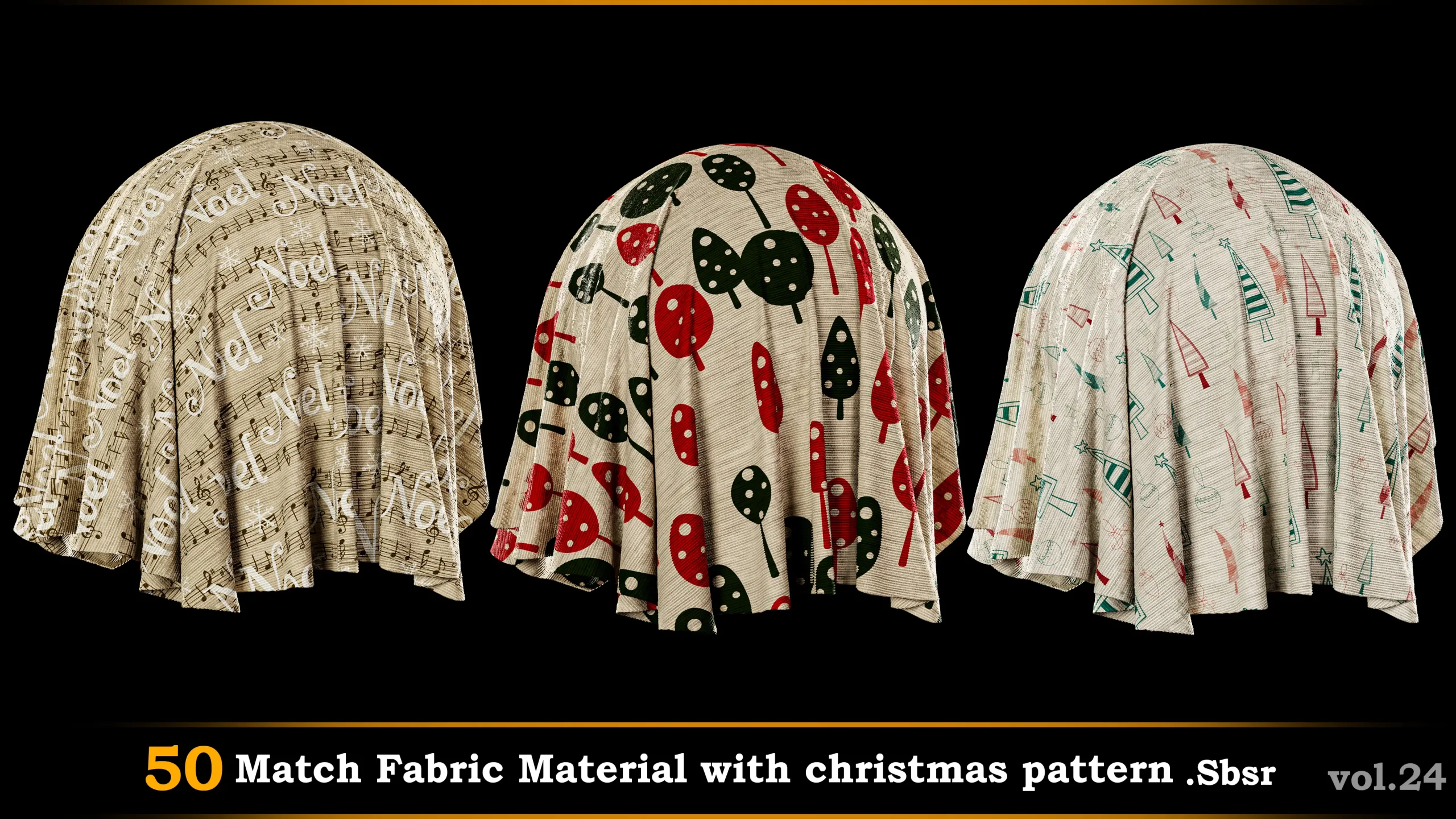 50 Match Fabric Material with Christmas pattern_SBSR.vol.24