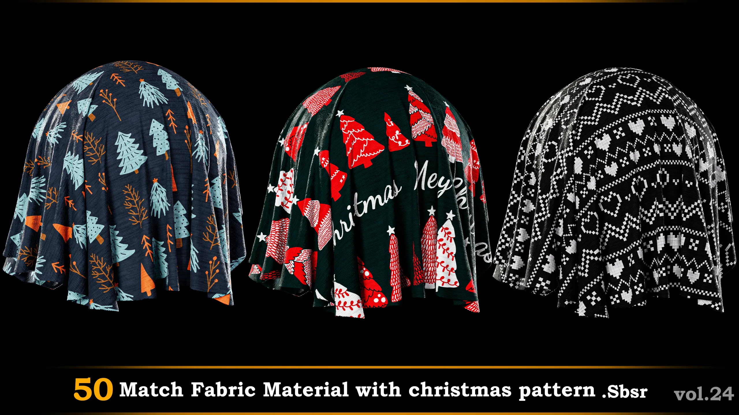 50 Match Fabric Material with Christmas pattern_SBSR.vol.24