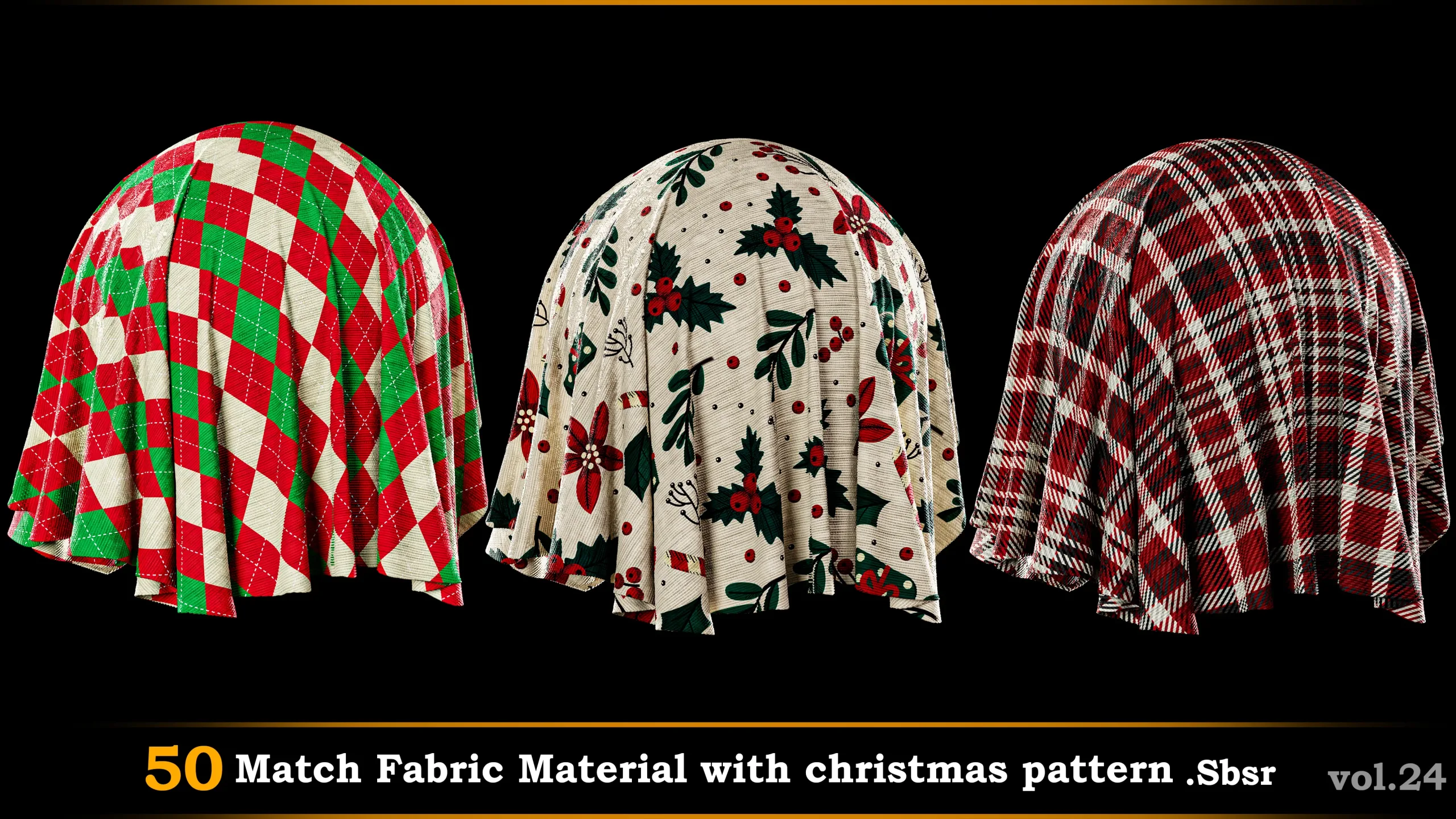 50 Match Fabric Material with Christmas pattern_SBSR.vol.24
