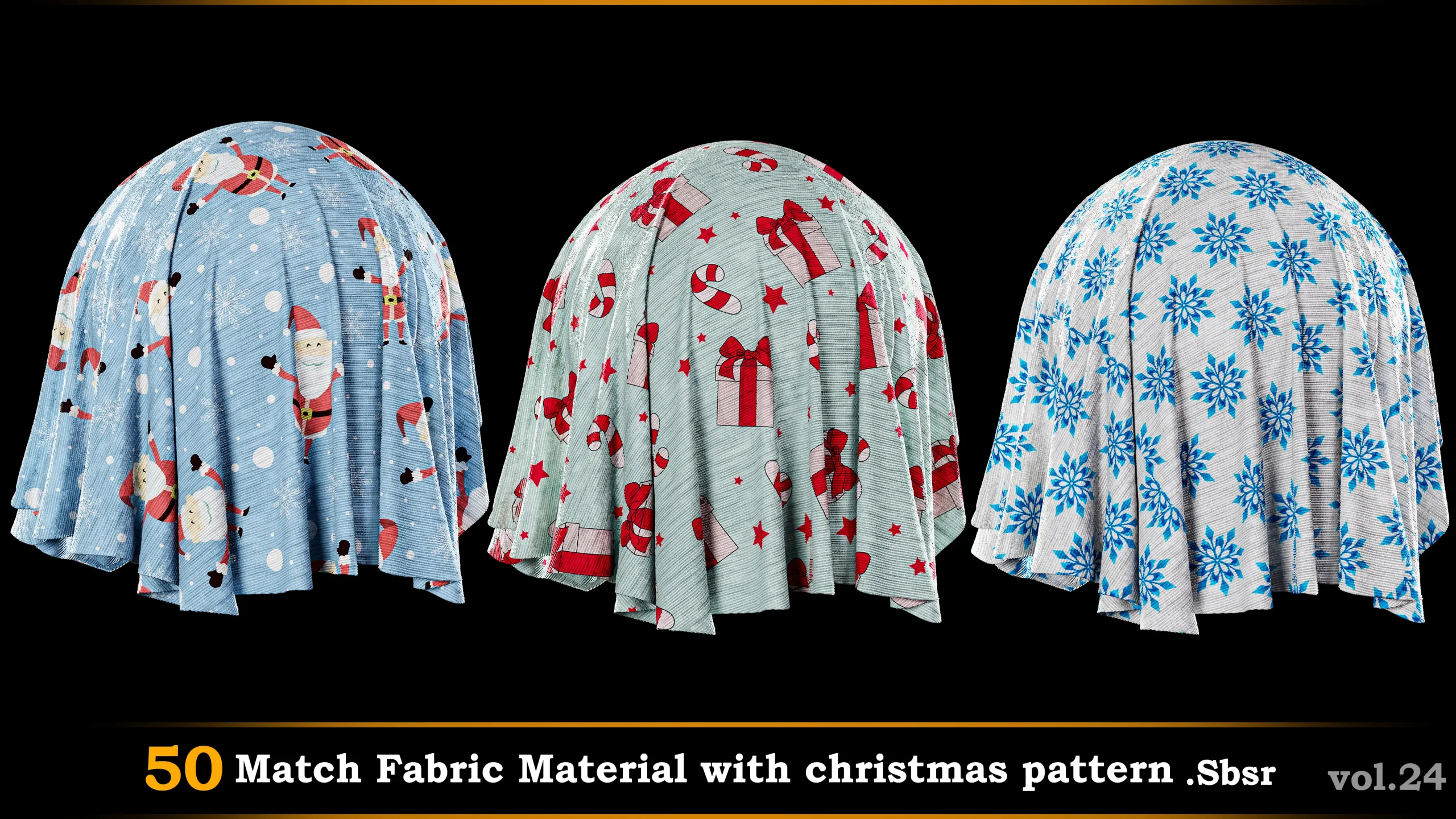 50 Match Fabric Material with Christmas pattern_SBSR.vol.24