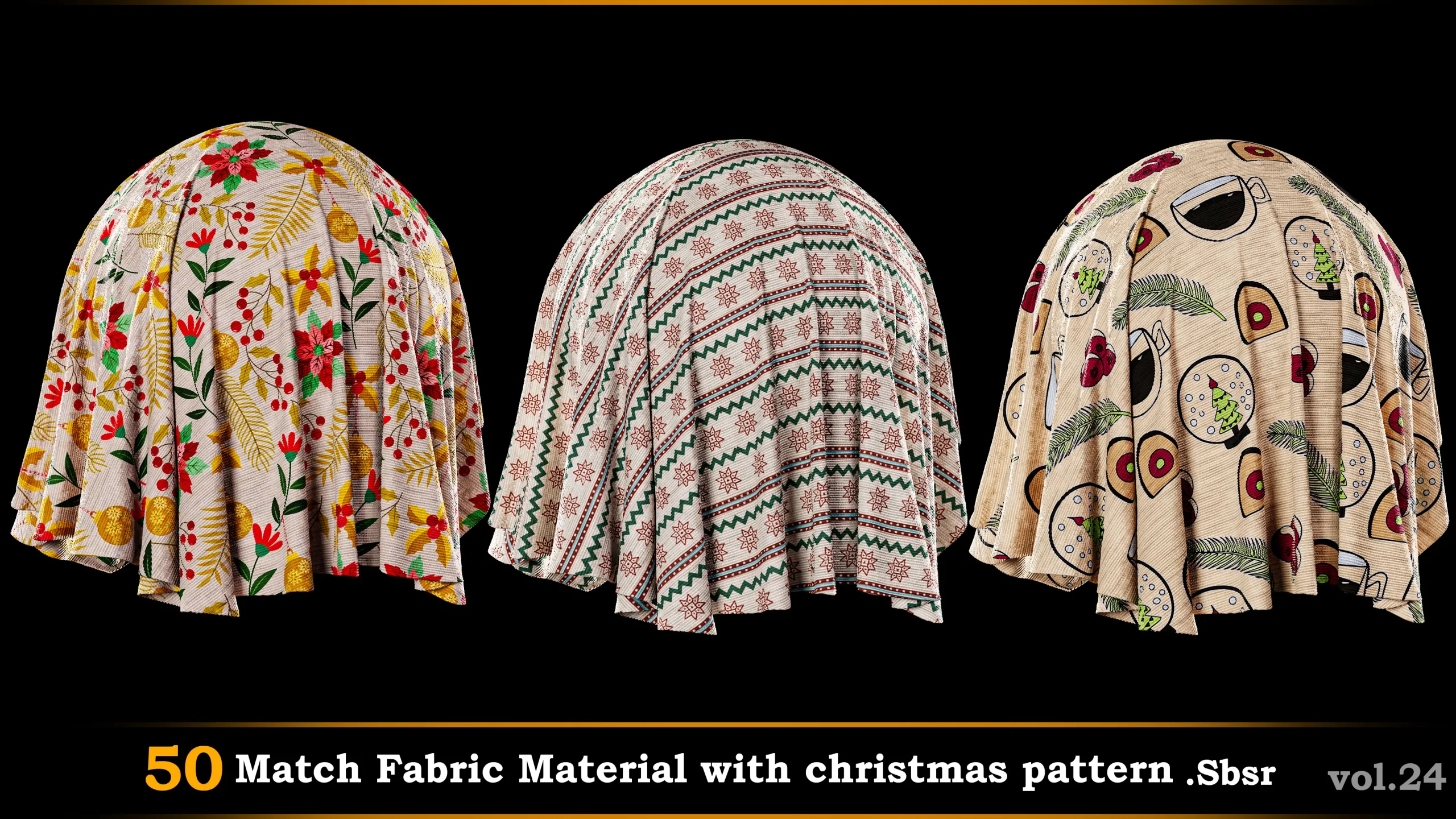 50 Match Fabric Material with Christmas pattern_SBSR.vol.24