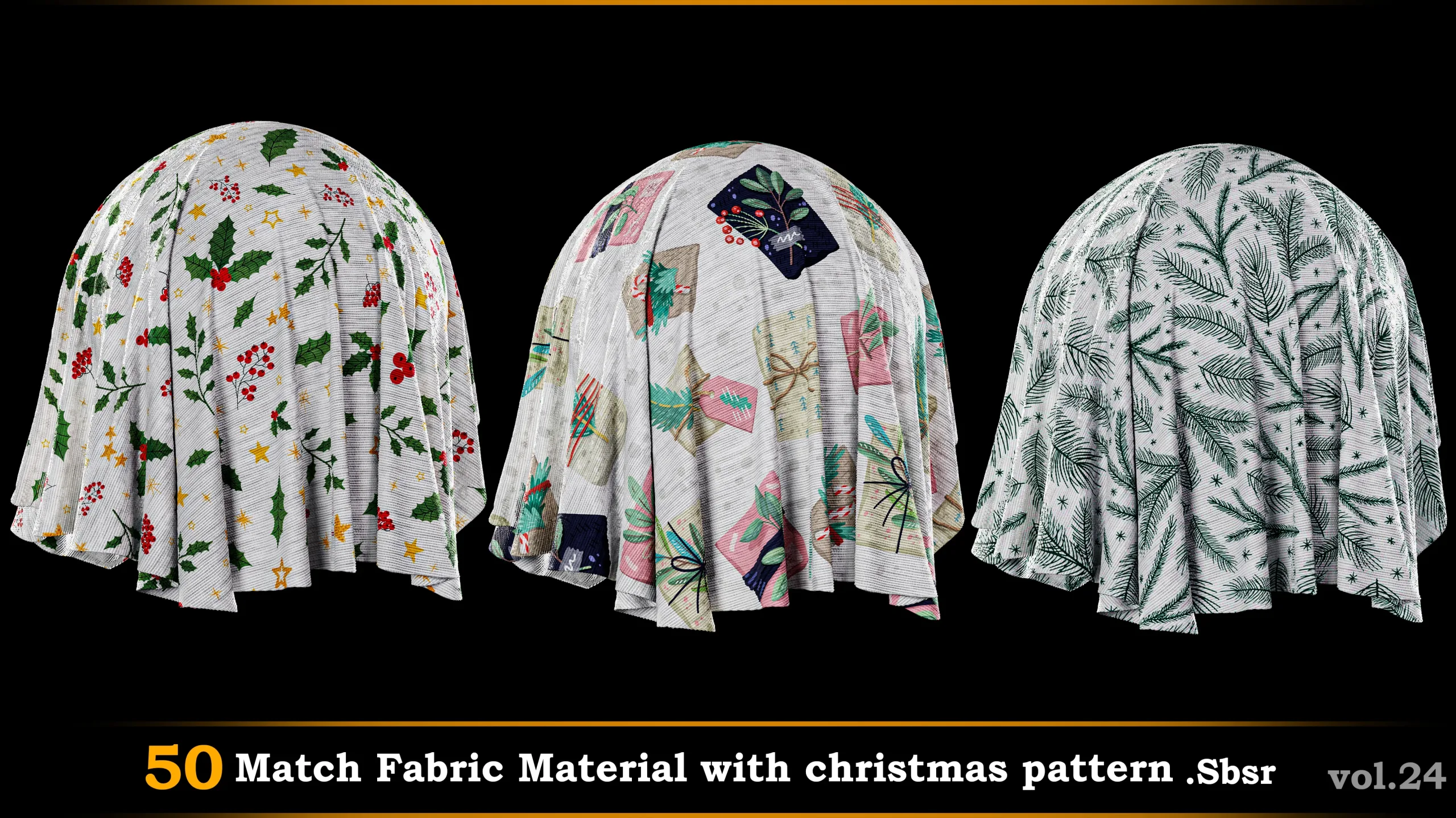 50 Match Fabric Material with Christmas pattern_SBSR.vol.24