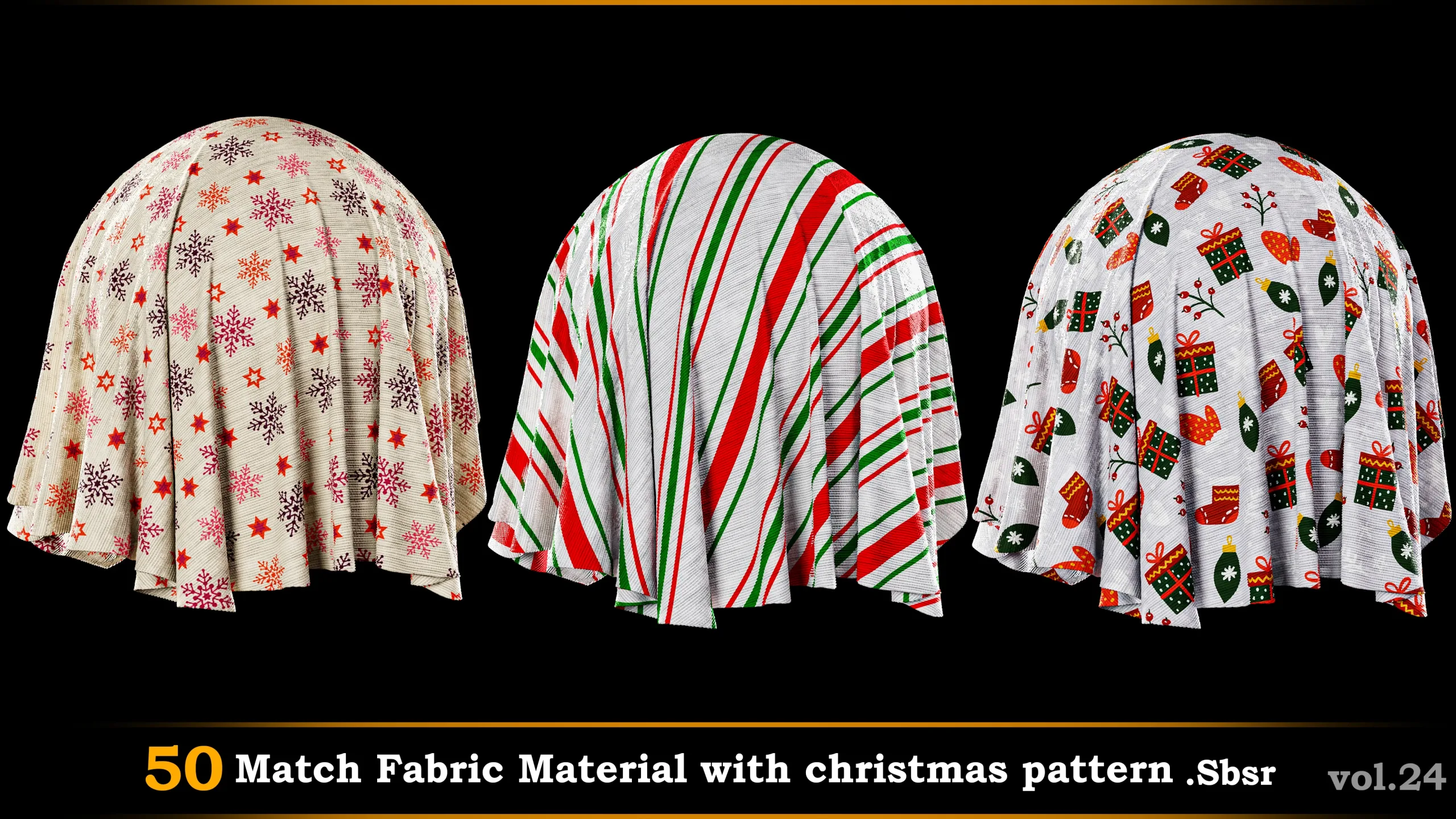 50 Match Fabric Material with Christmas pattern_SBSR.vol.24