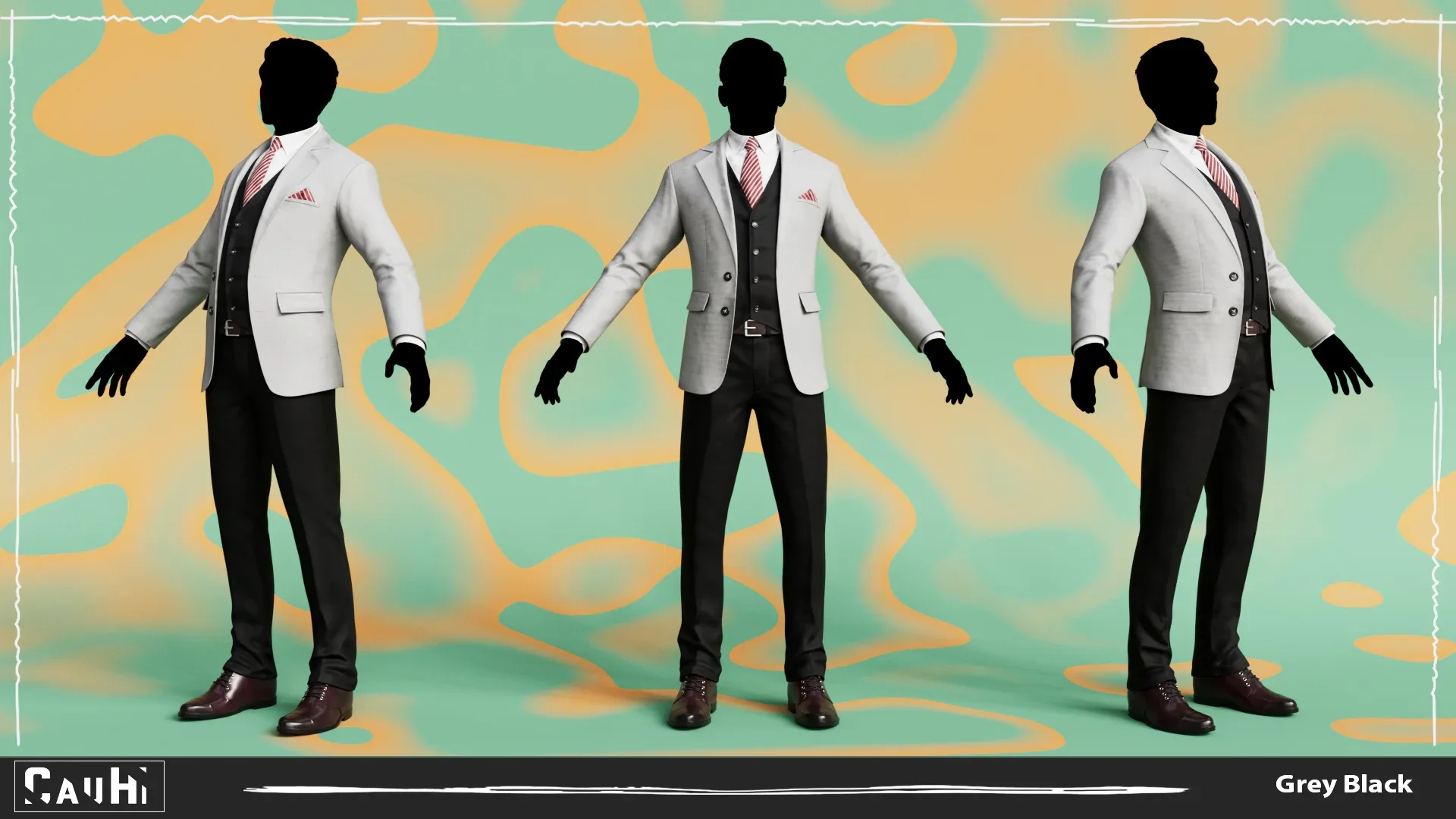 Men Pans with Shirt Blazer and Shoes Vest Grey and Black