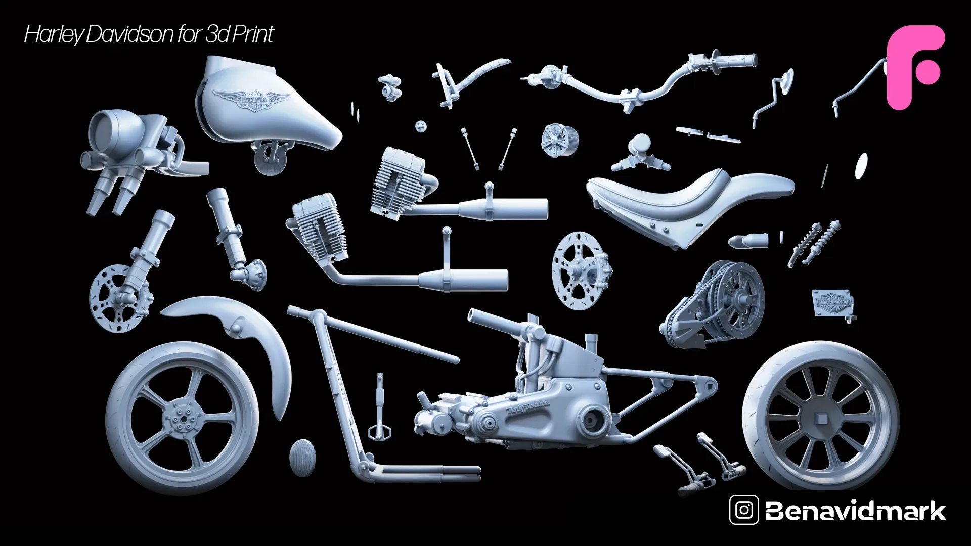 Motorcycle 3d print / Harley Davidson 3D Model for 3D Print