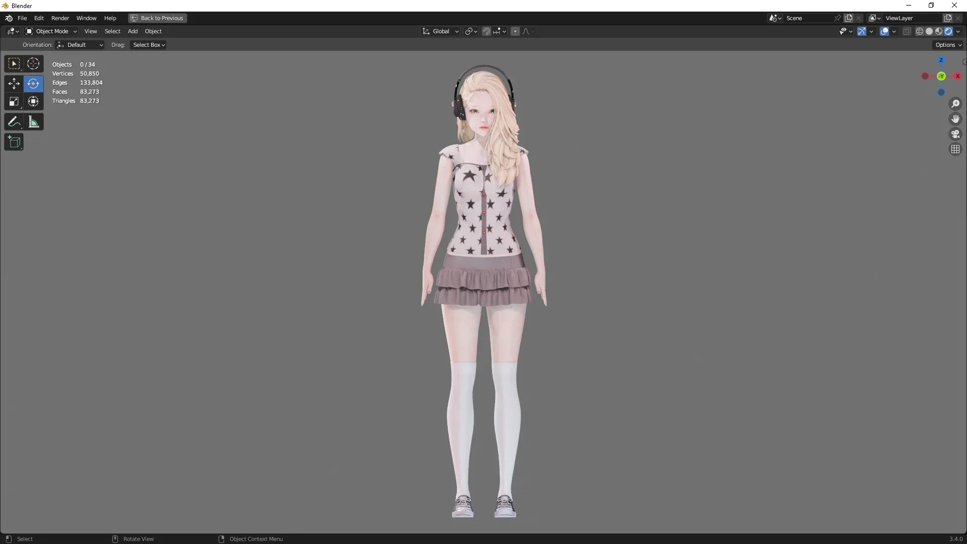 Emo Clothing 0003 - UE5 - Unity - Blender - Animated - Realistic Female Character
