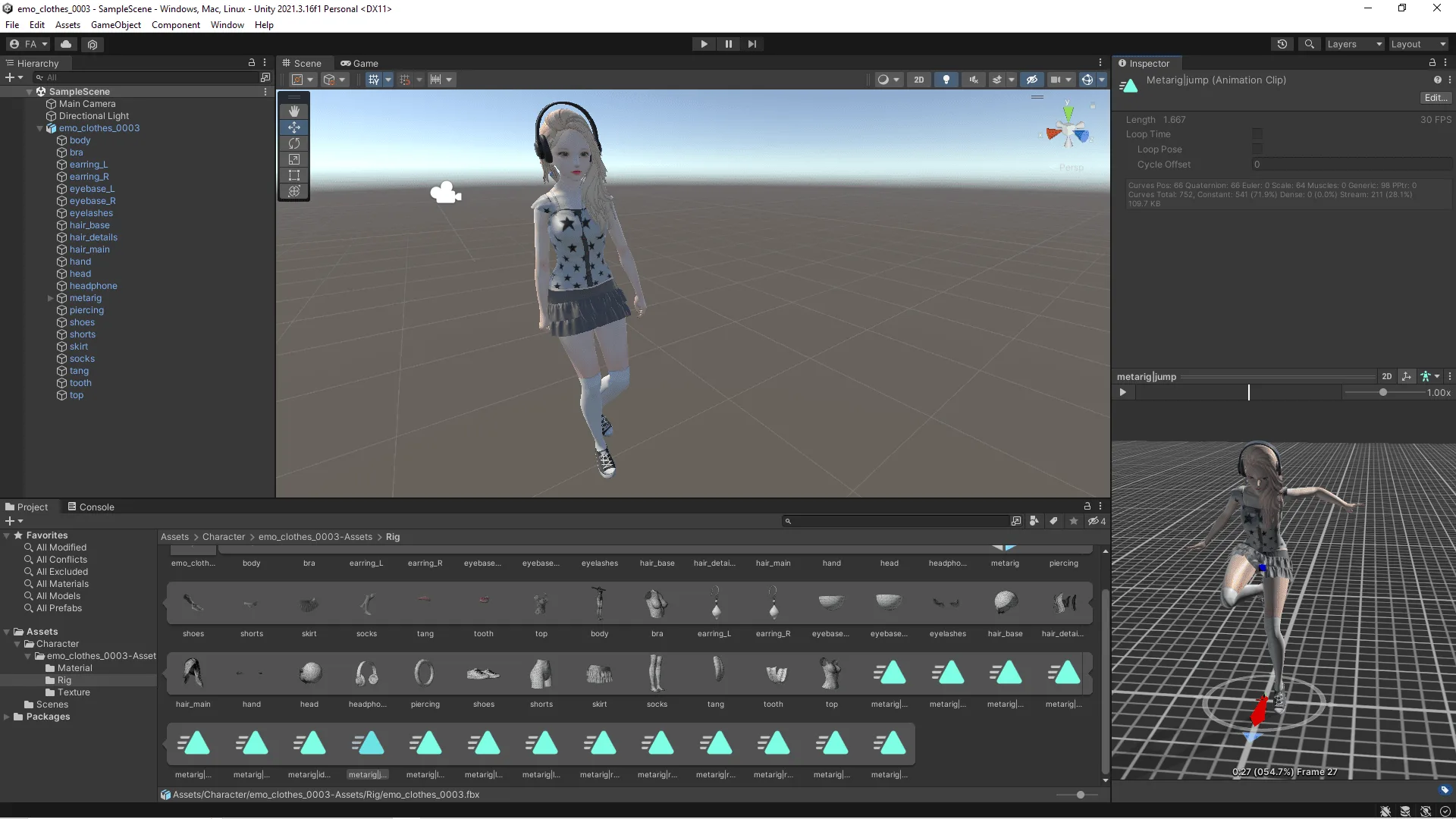 Emo Clothing 0003 - UE5 - Unity - Blender - Animated - Realistic Female Character