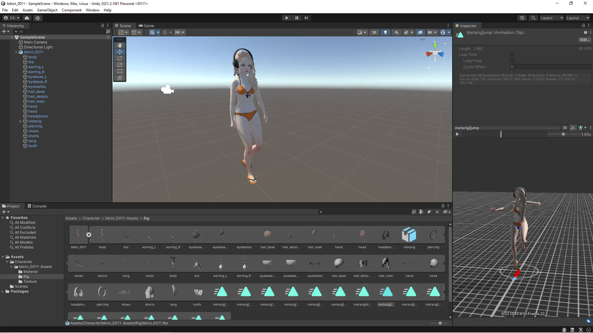 Bikini 0011 - UE5 - Unity - Blender - Animated - Realistic Female Character
