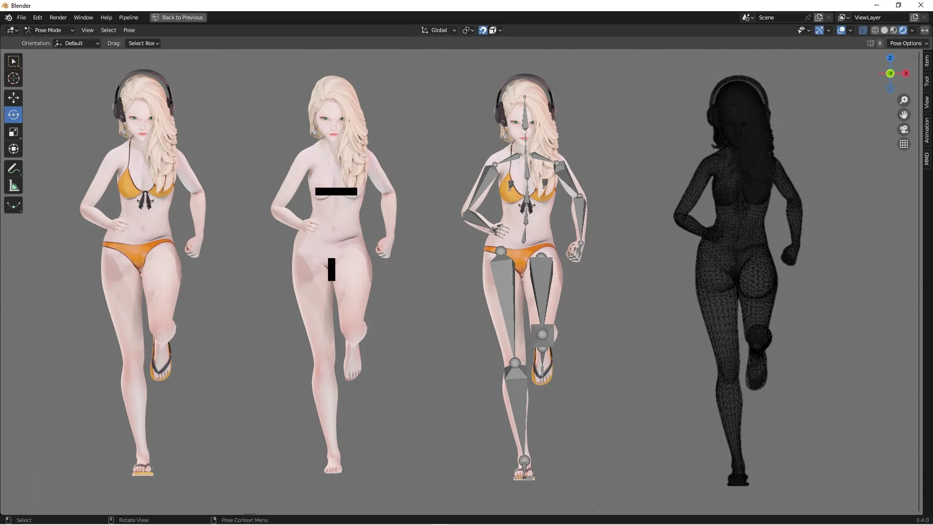 Bikini 0011 - UE5 - Unity - Blender - Animated - Realistic Female Character