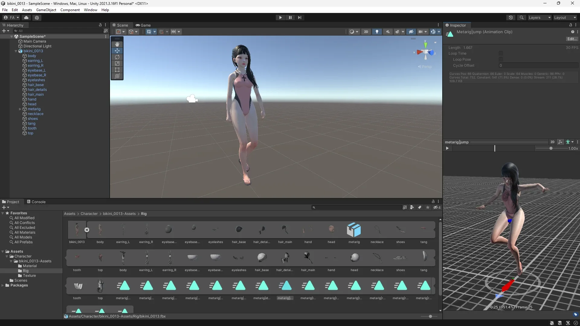 Bikini 0013 - UE5 - Unity - Blender - Animated - Realistic Female Character