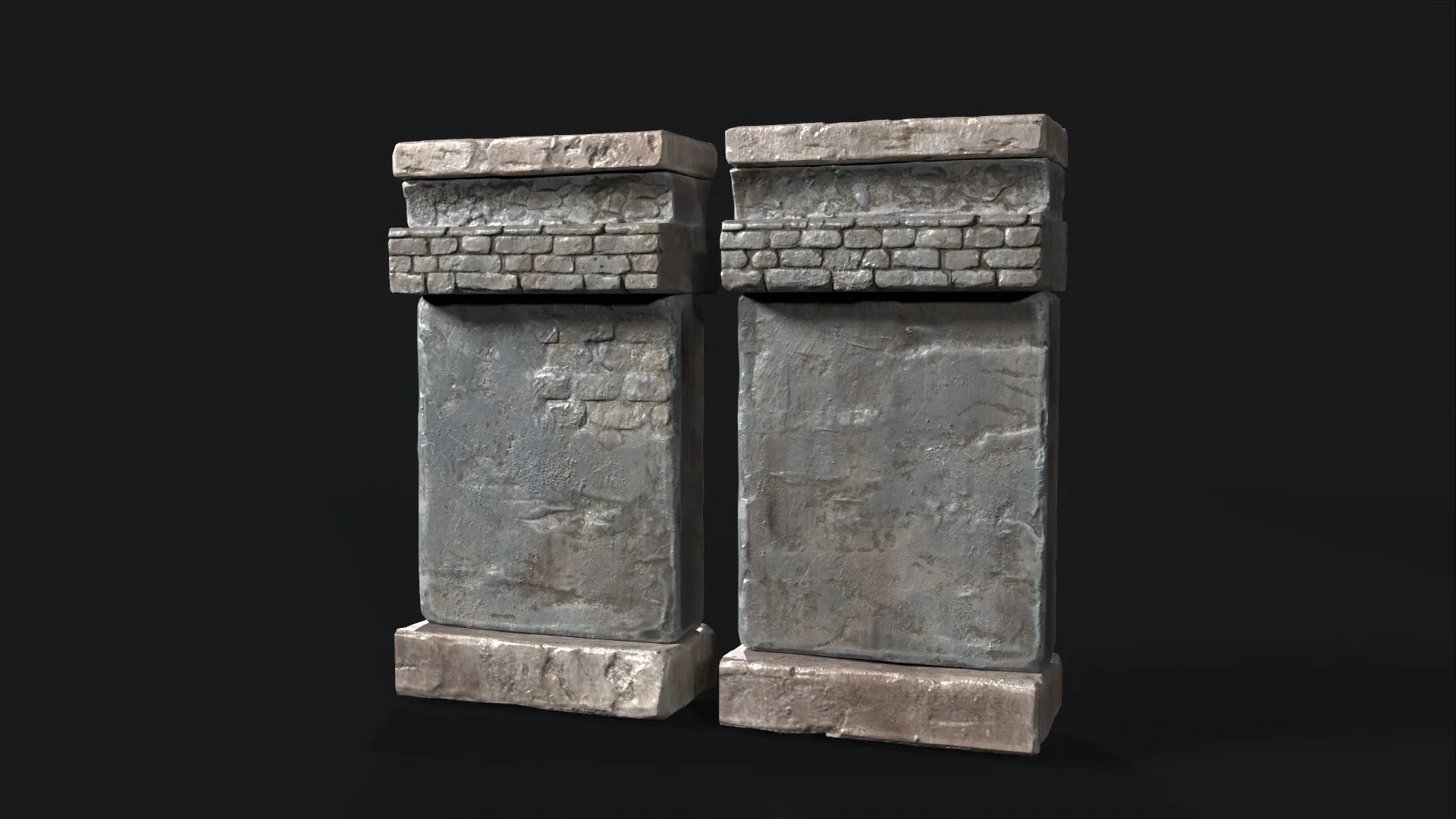 Gameready - Concrete baserail Low-poly 3D model