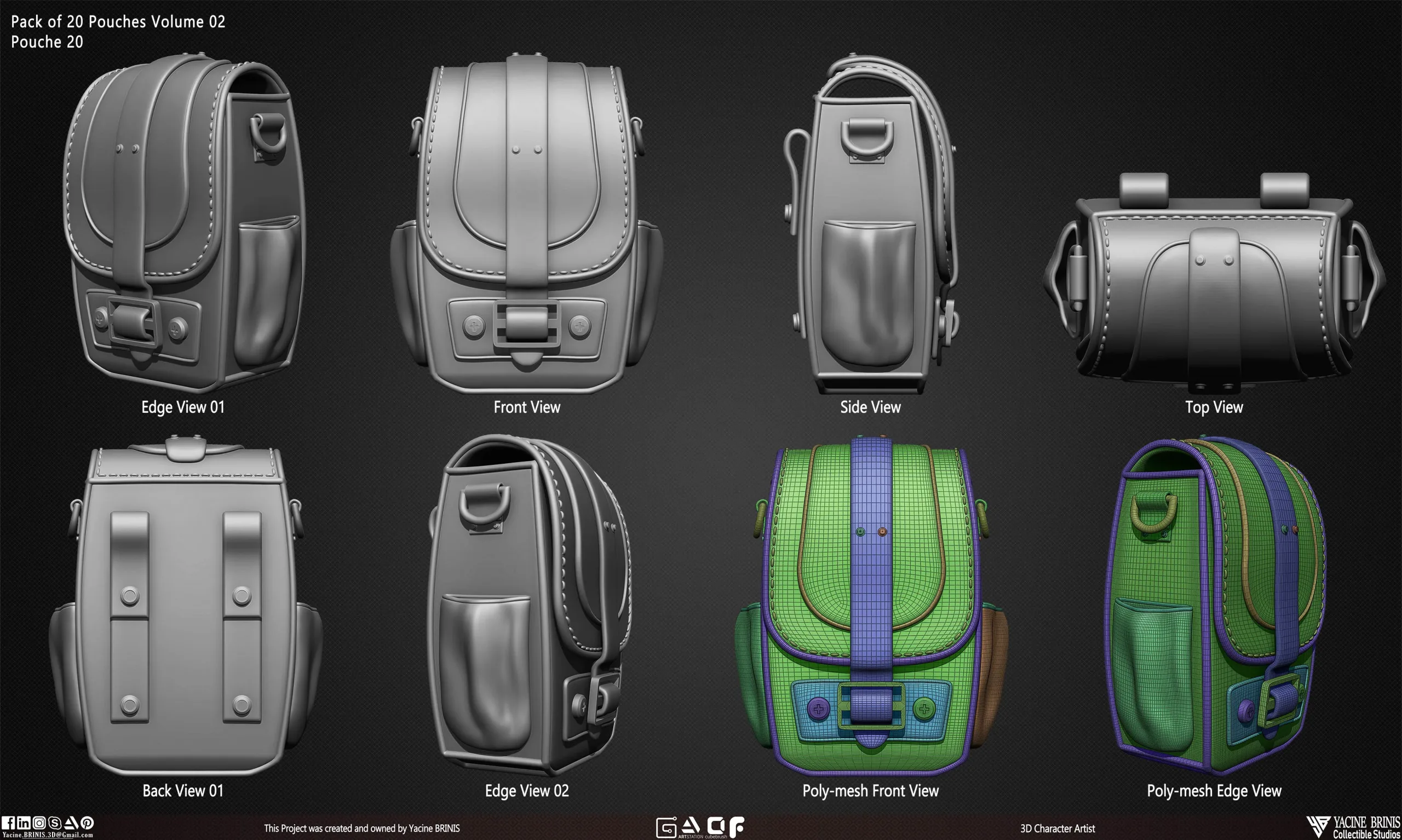 Pack of 20 Pouches (Obj, STL, ZTL, IMM Brush) Vol 02