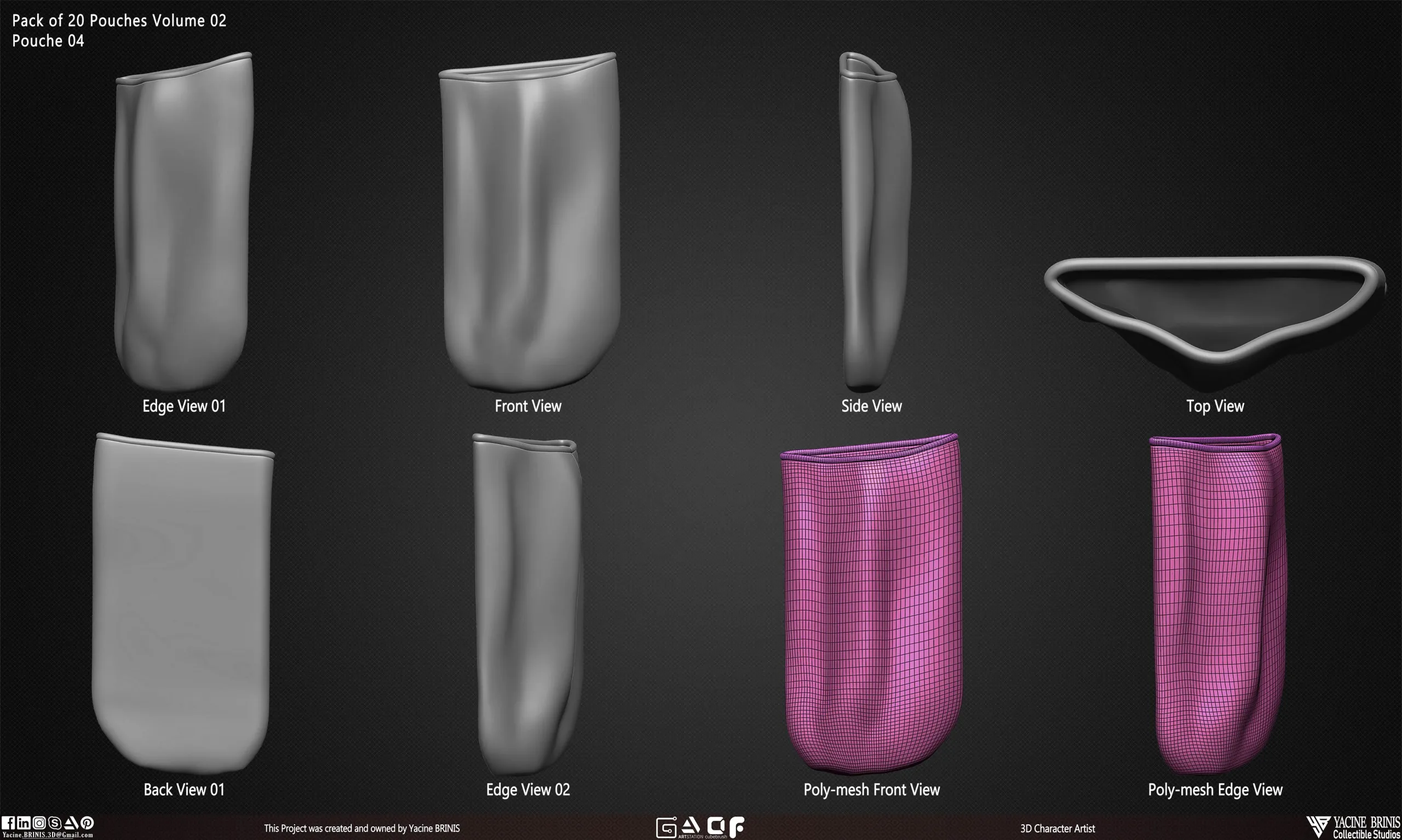 Pack of 20 Pouches (Obj, STL, ZTL, IMM Brush) Vol 02