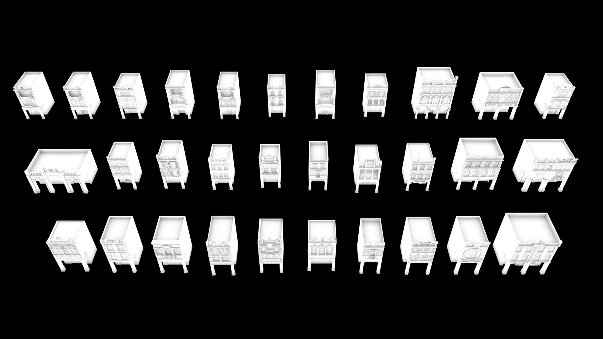 Chinese arcade streets Shophouse Buildings kit