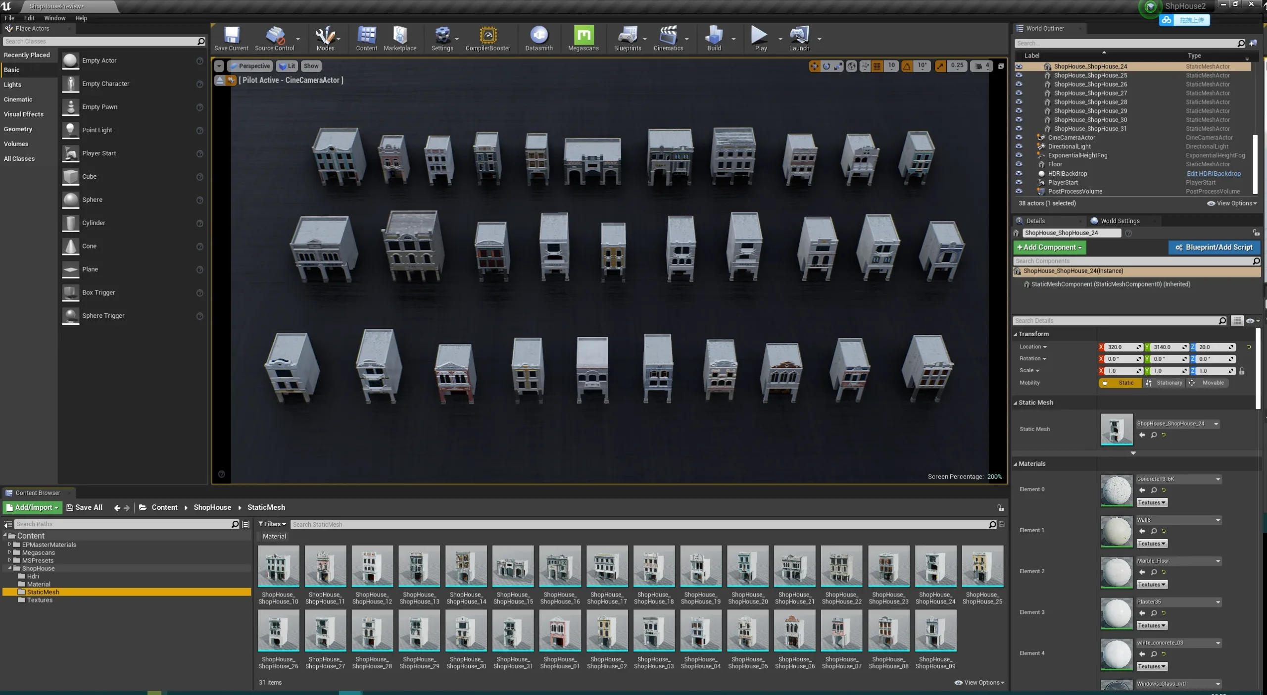 Chinese arcade streets Shophouse Buildings kit