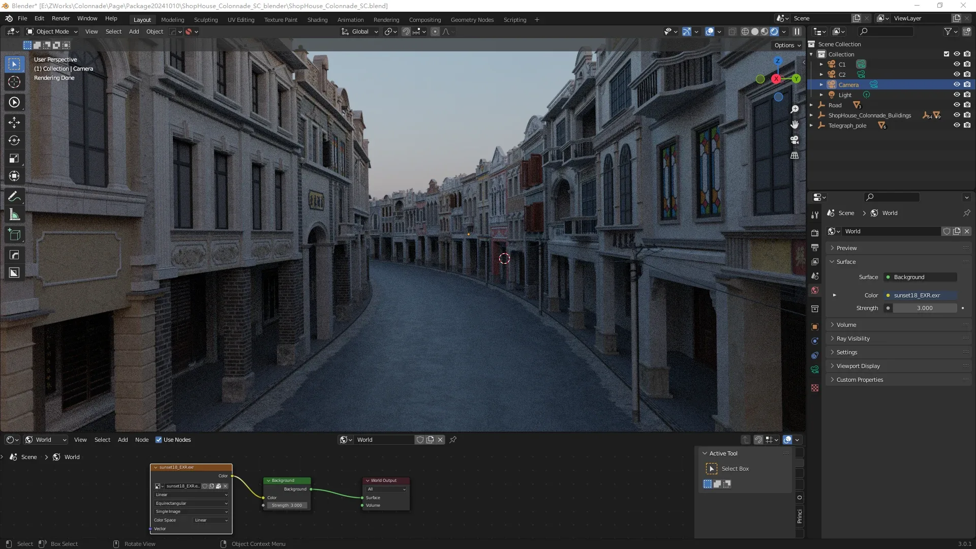 Chinese arcade streets Shophouse Buildings kit