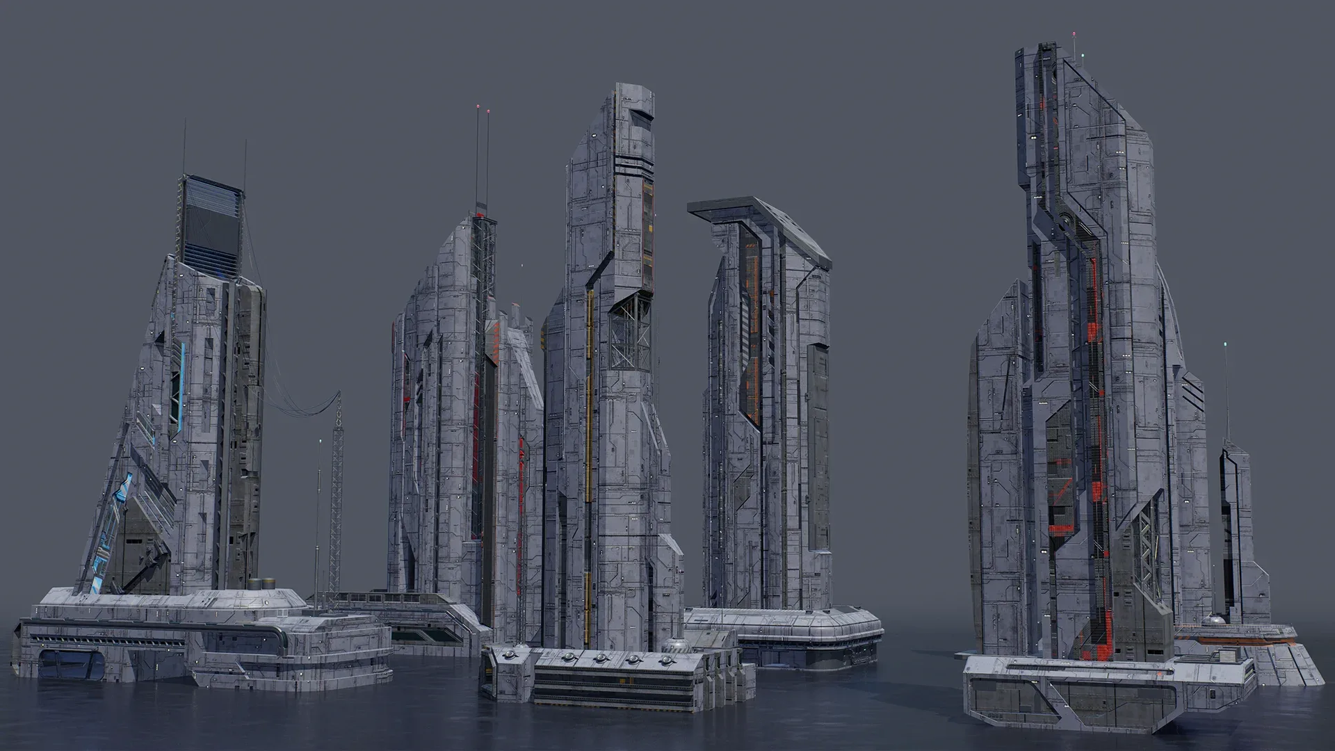 Kitbash_Sci-fi_Buildings - FlippedNormals