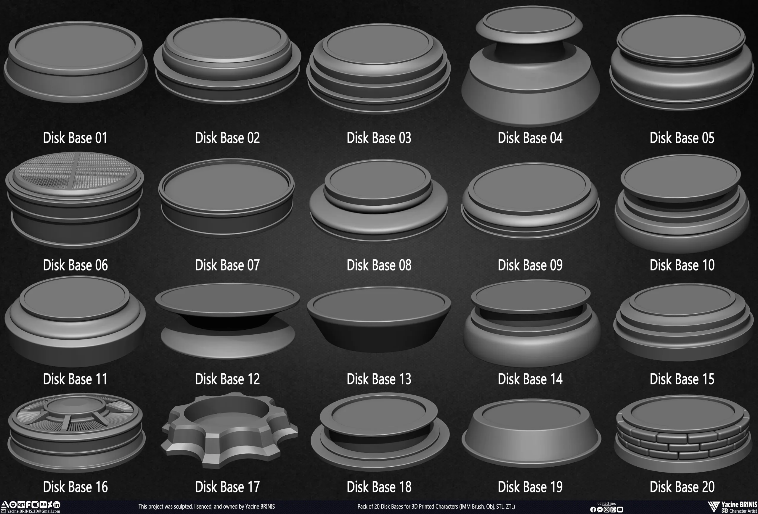 Pack of 20 Disk Bases Volume 01 - FlippedNormals