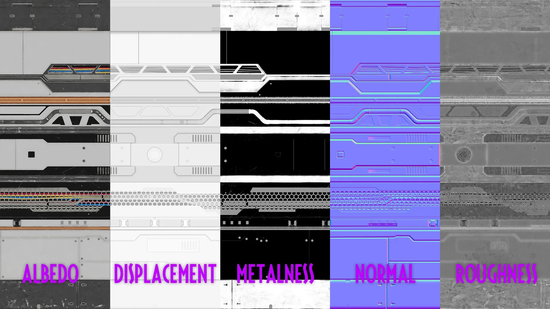 Scifi Trim Sheet Panels Texture Packs PBR Texture