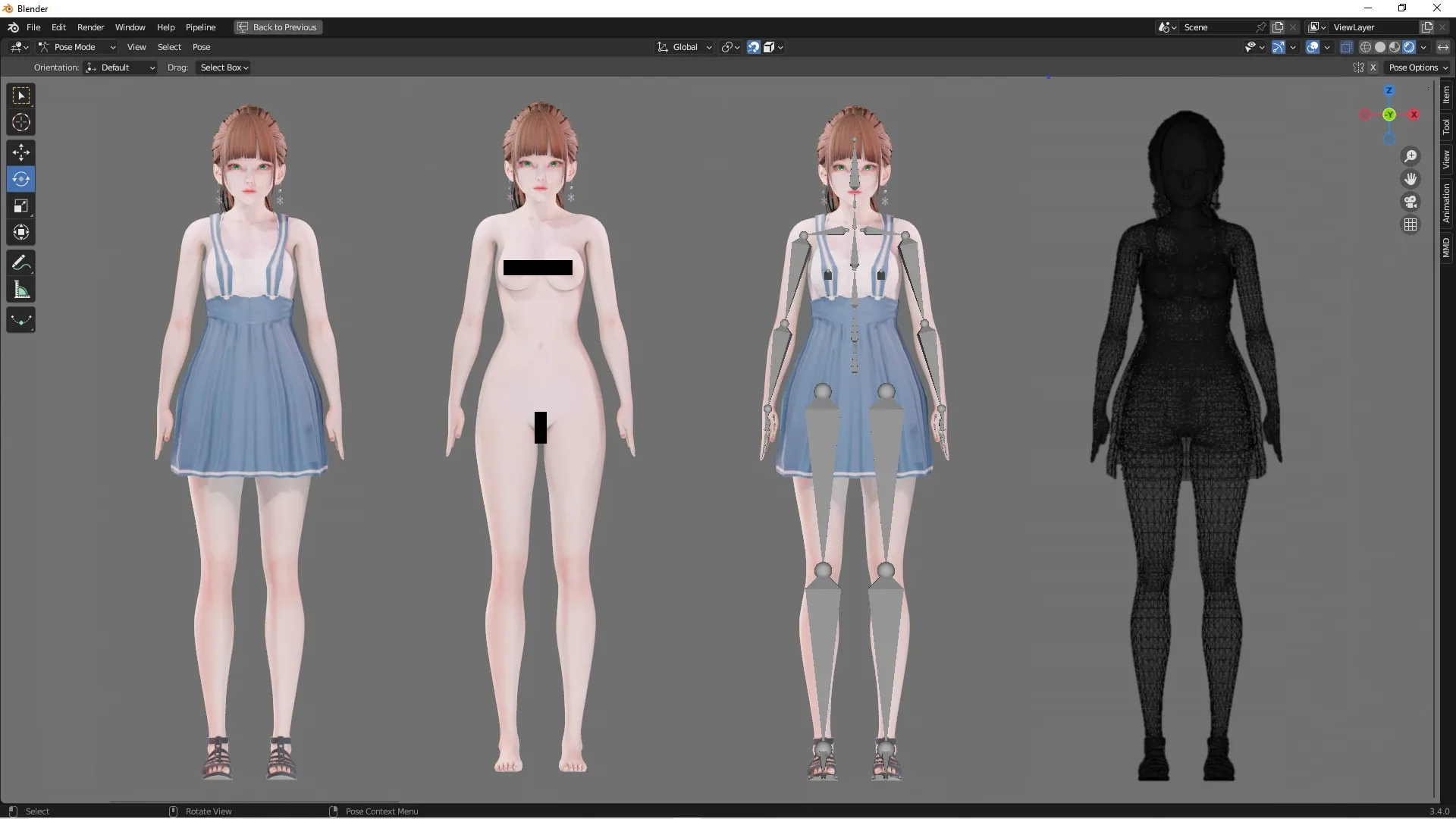 Casual Clothing 0014 - UE5 - Unity - Blender - Animated - Realistic Female Character