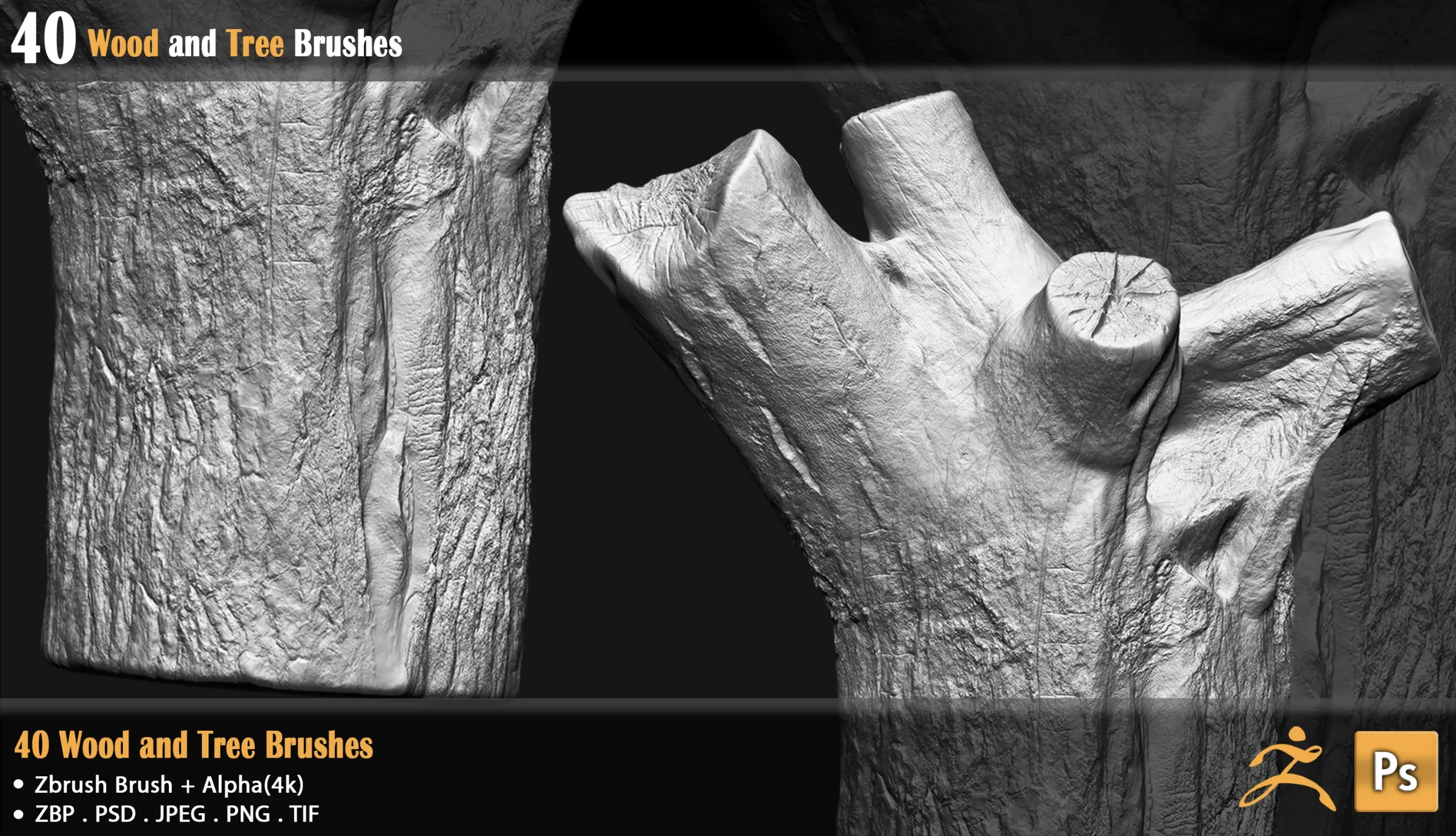 40 Wood & Tree Brushes