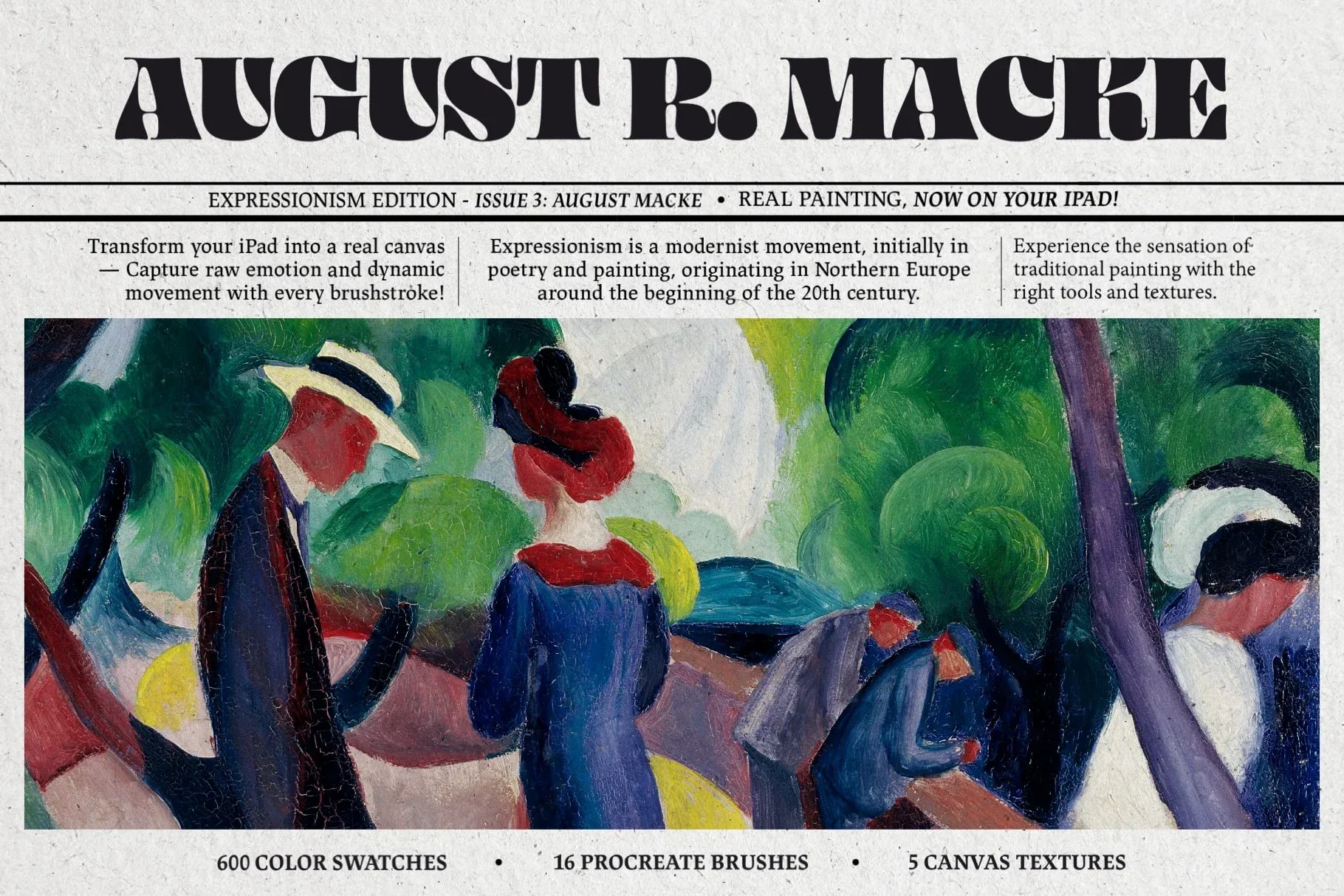 August Macke Procreate Kit (Procreate Brushes, Color Palettes & Canvas Textures)