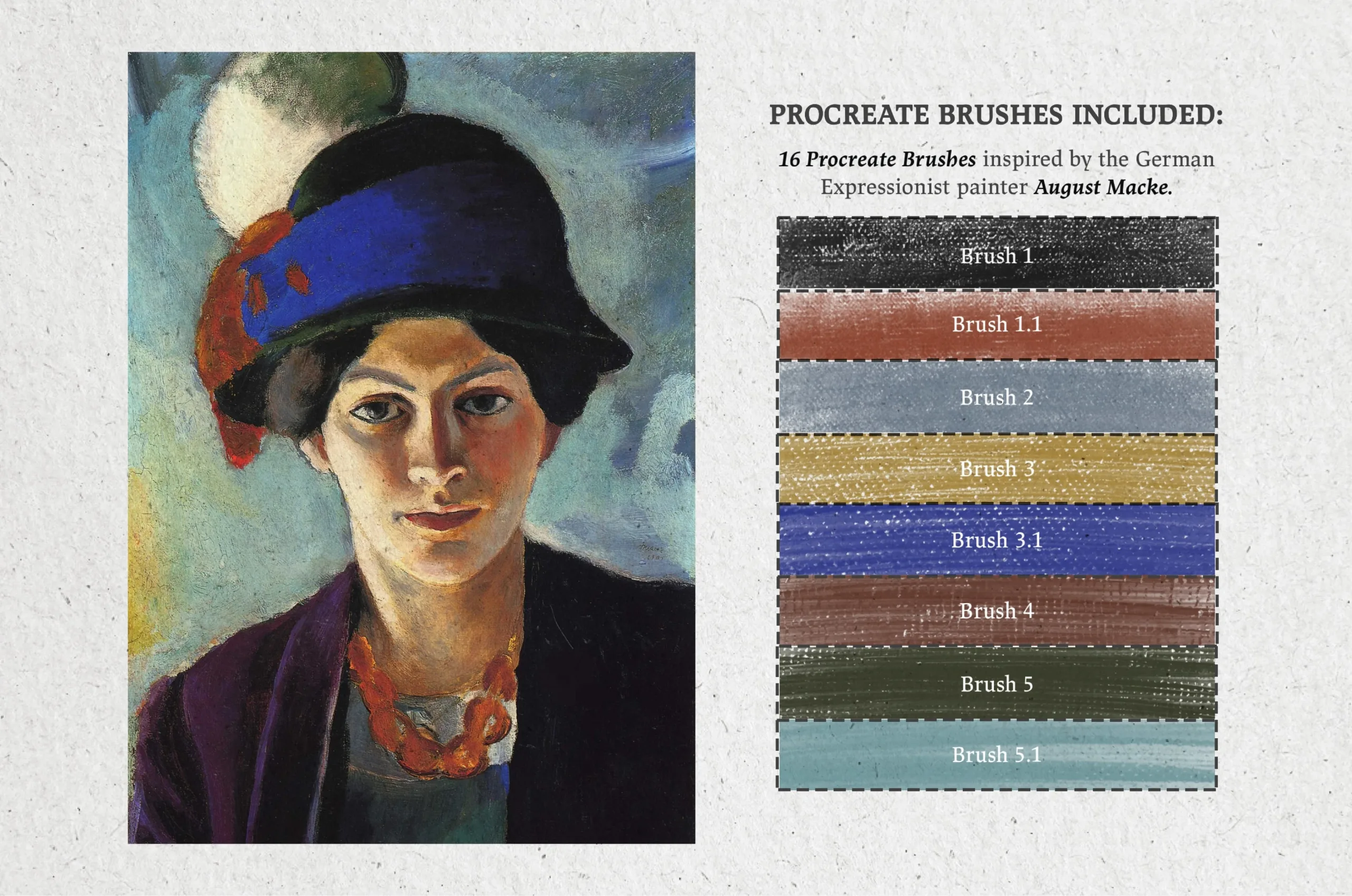 August Macke Procreate Kit (Procreate Brushes, Color Palettes & Canvas Textures)