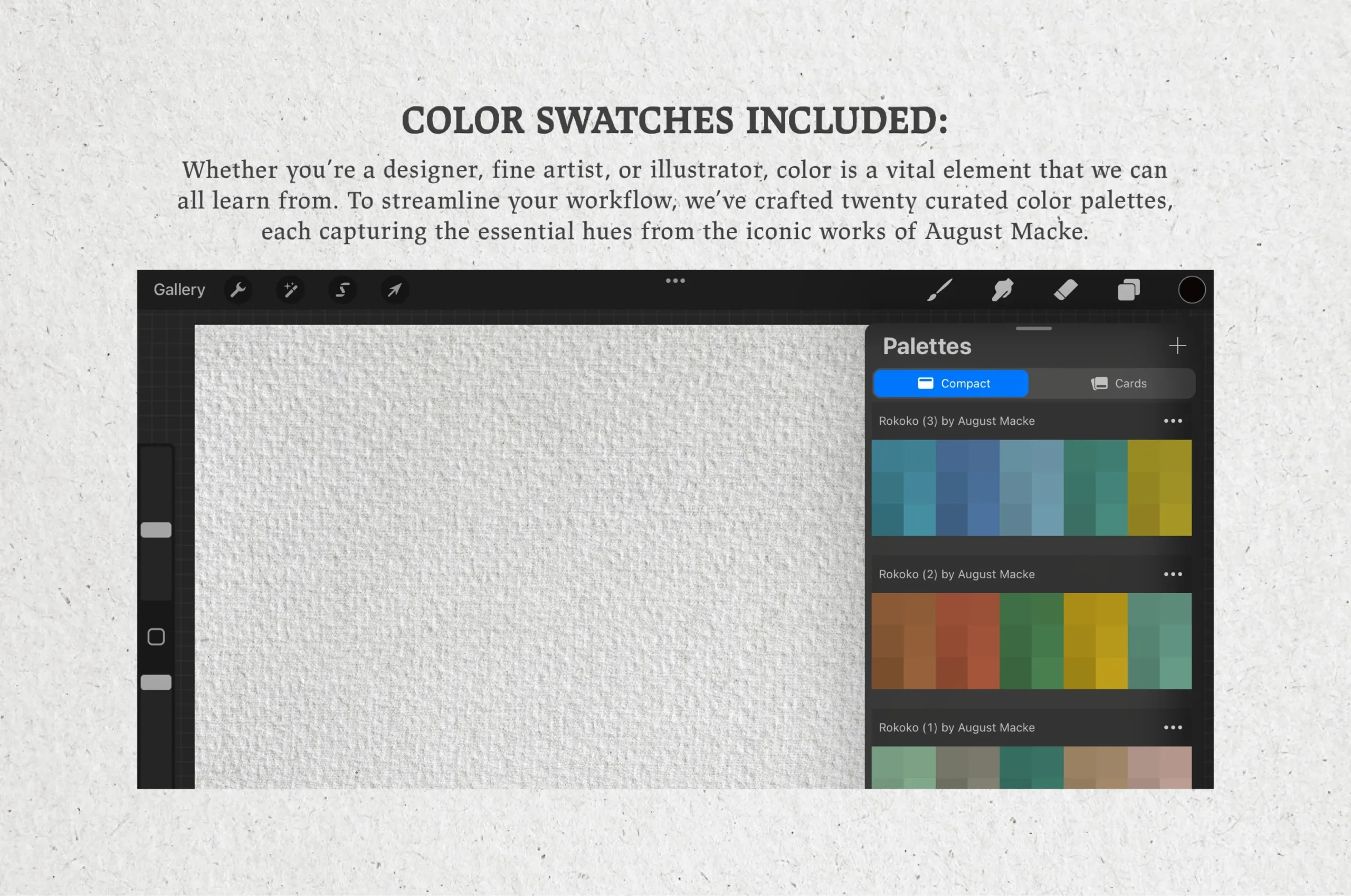 August Macke Procreate Kit (Procreate Brushes, Color Palettes & Canvas Textures)