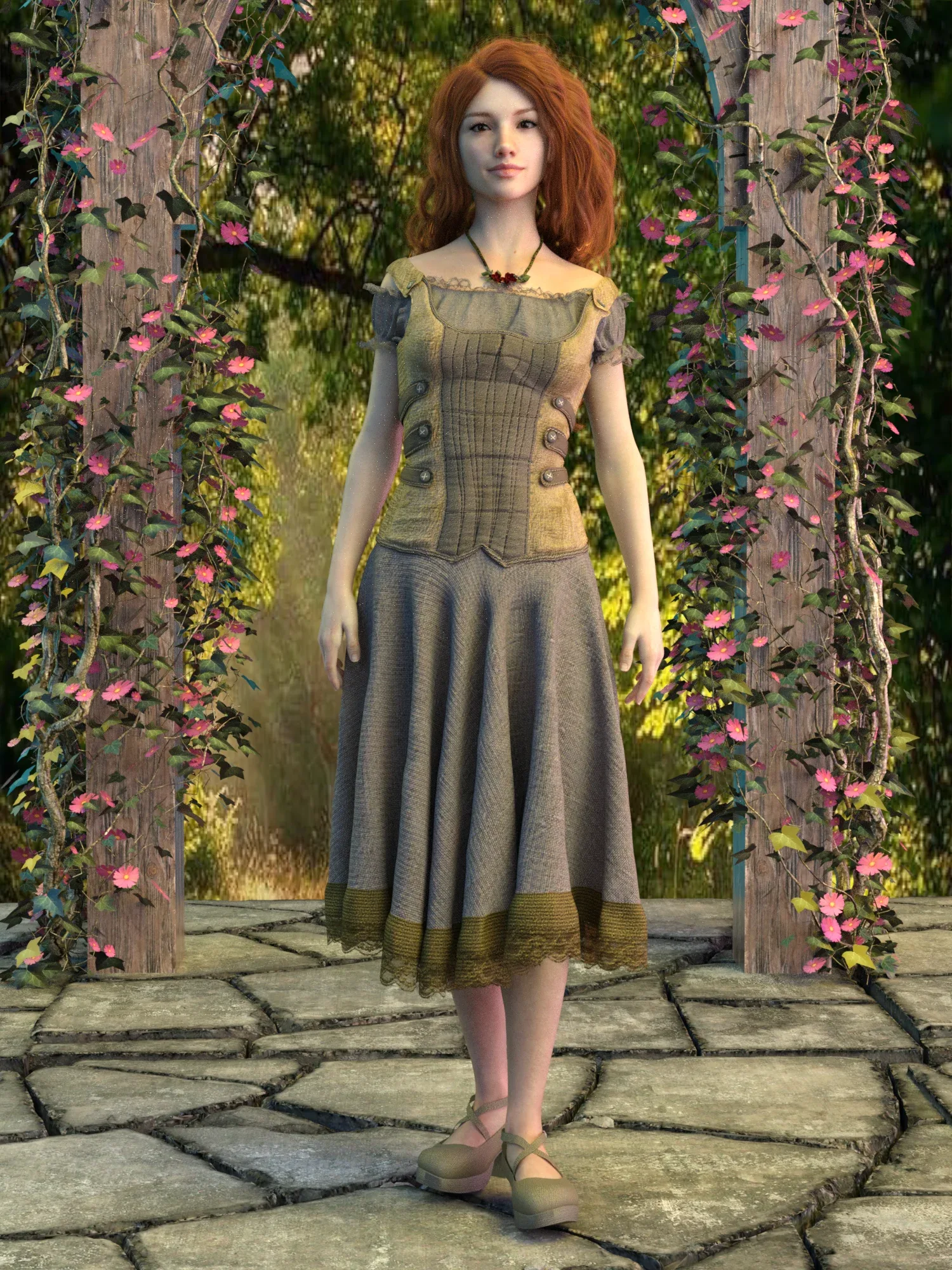 Corset Peasant Outfit for Genesis 8 Female