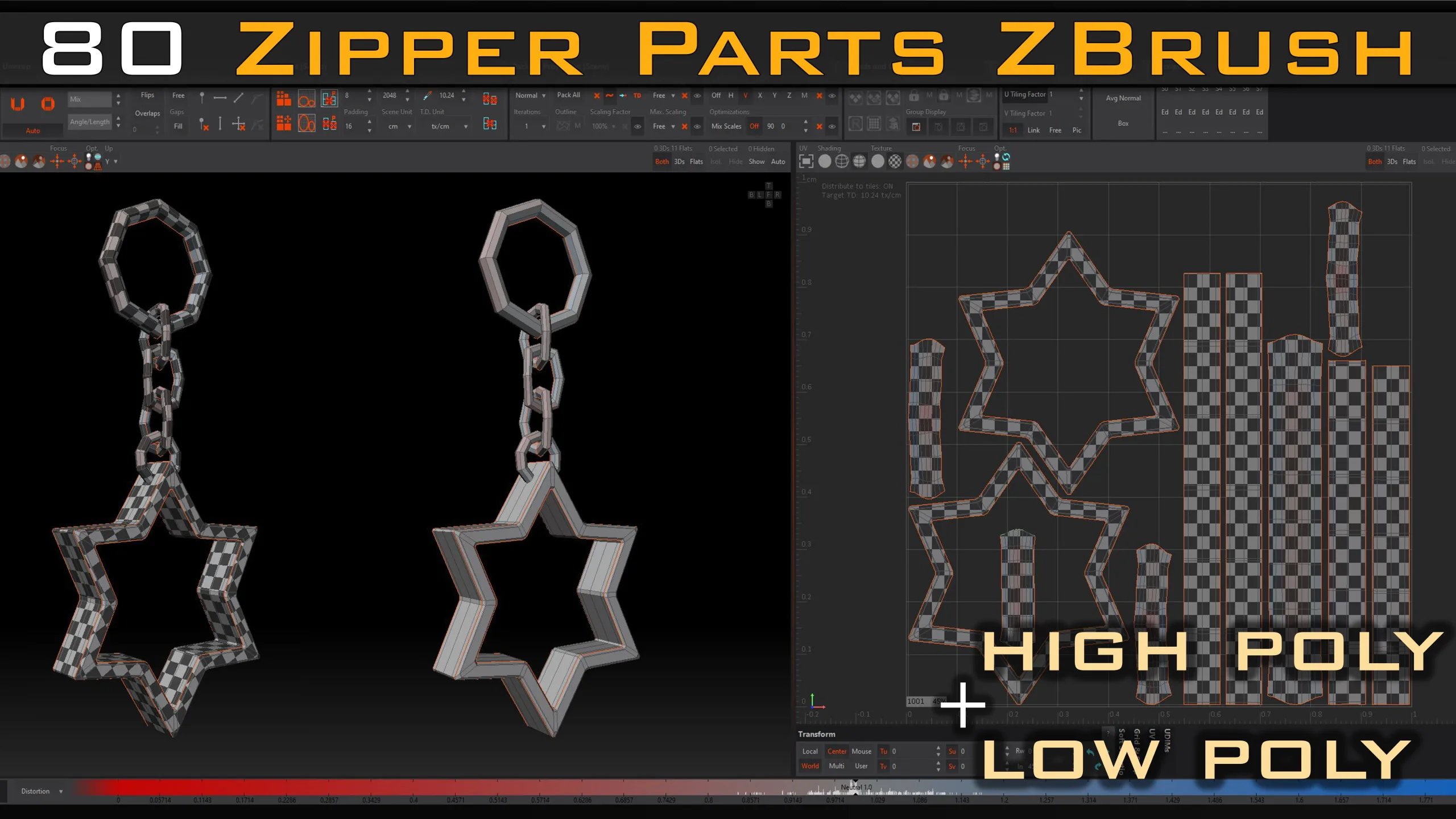80 zipper parts_Zbrush Brushes (IMM_STD)_ 3D Models (obj_fbx_max)_Alpha (psd_png) _UVS_Video tutorial