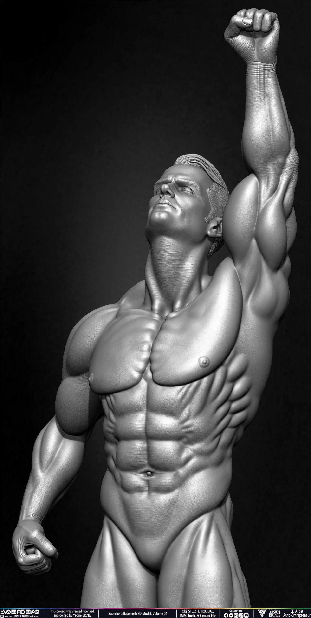 SuperHero Basemesh 3D Model Pose 04