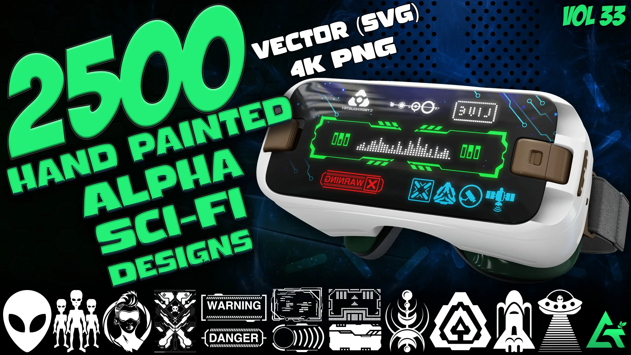 2500 Hand Painted Alpha Sci-Fi Designs (MEGA Pack) - Vol 33